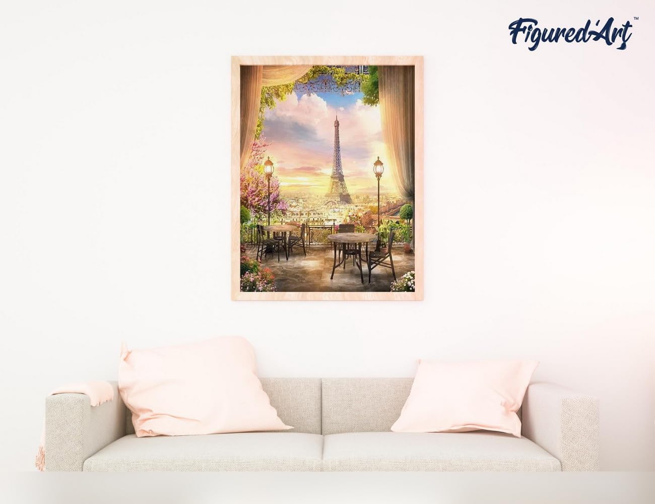 Malen nach Zahlen Set - Romantische Landschaft Paris, Romantische Landschaft in Paris 40x50cm Mit Keilrahmen (nicht gespannt)
