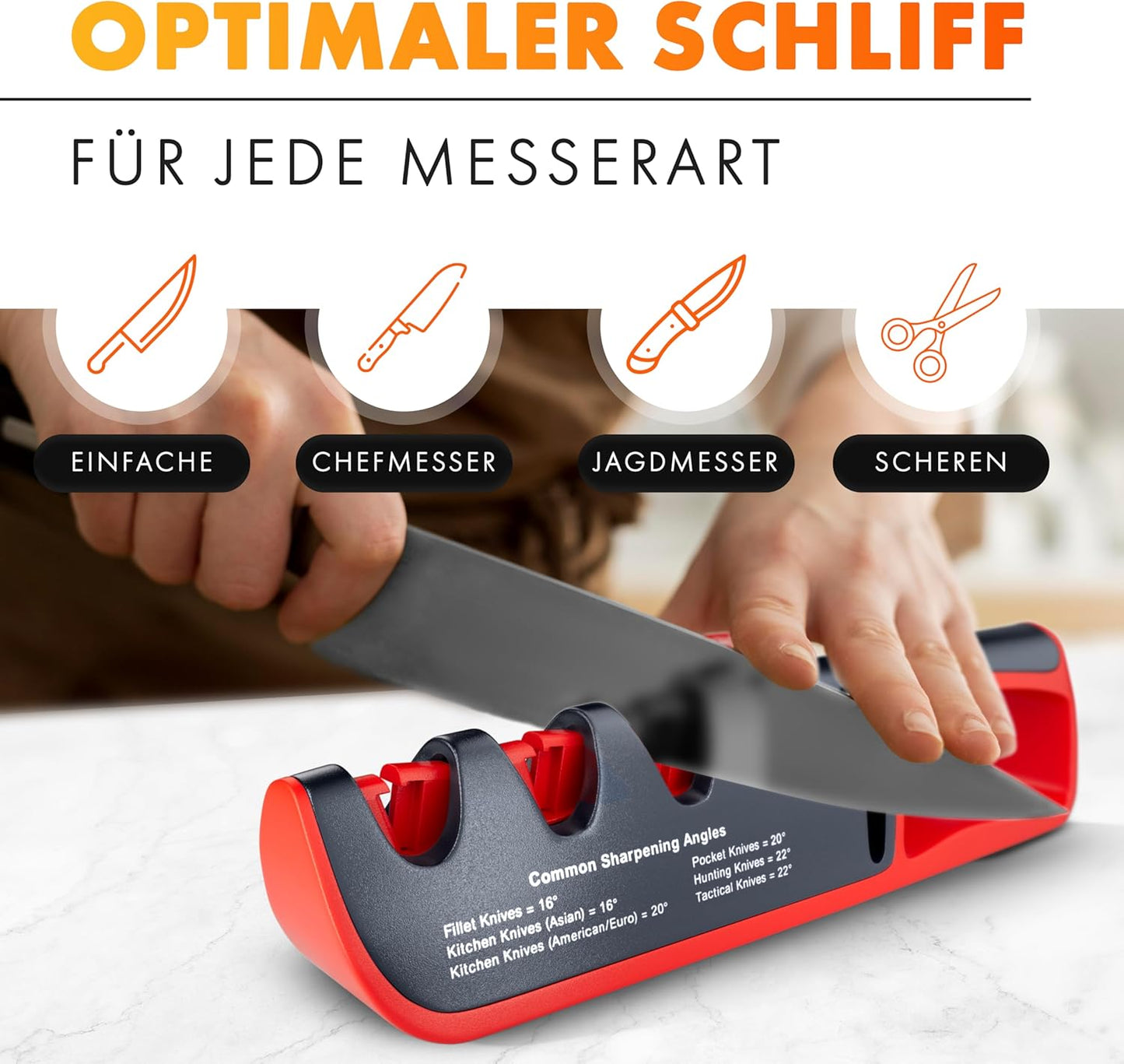 Messerschärfer QuickSharp 4-in-1 Schleifsystem, Rot