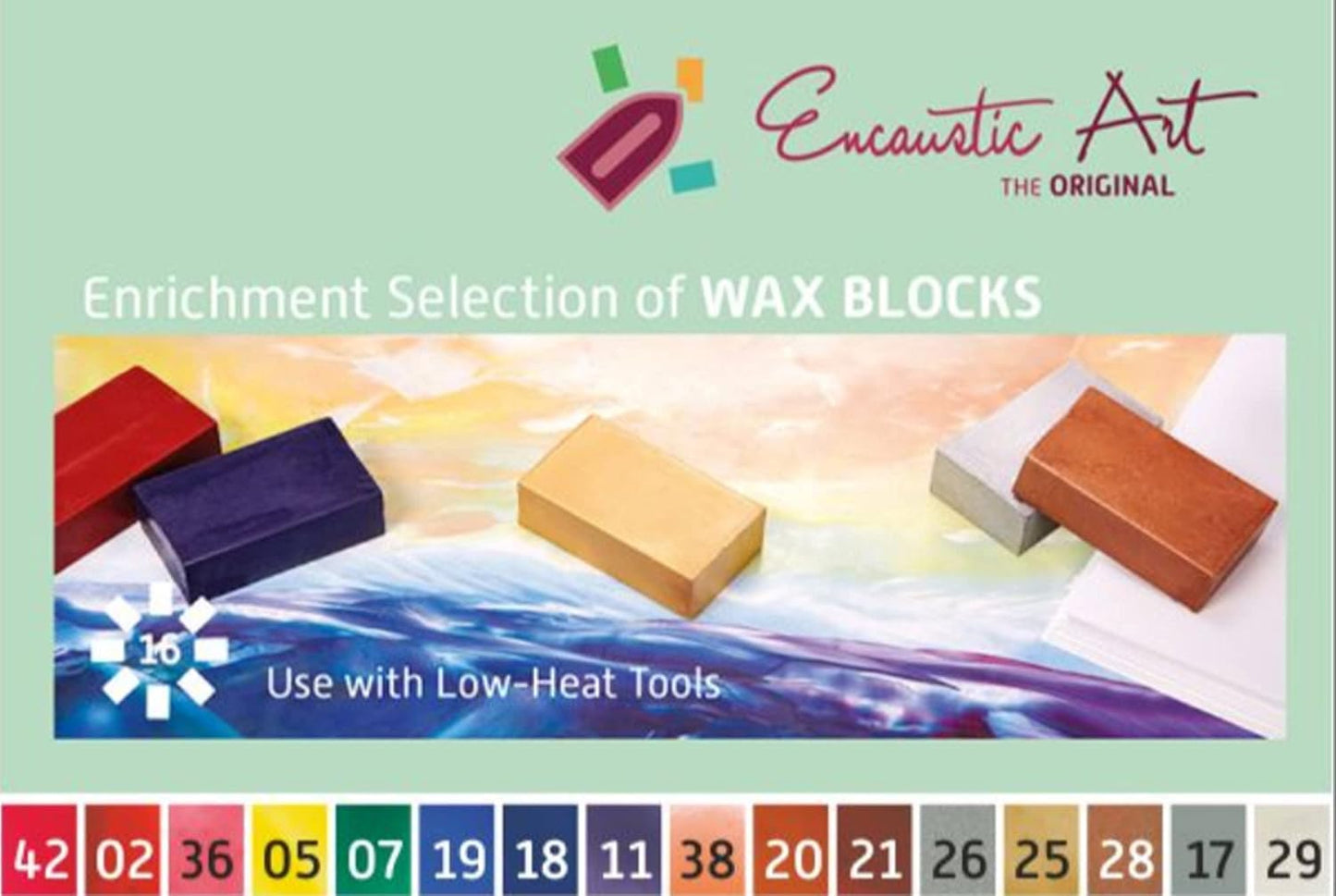 Wachsblock-Set für Enkaustik (16 Stück), Blau, Gold, Grau, Silber