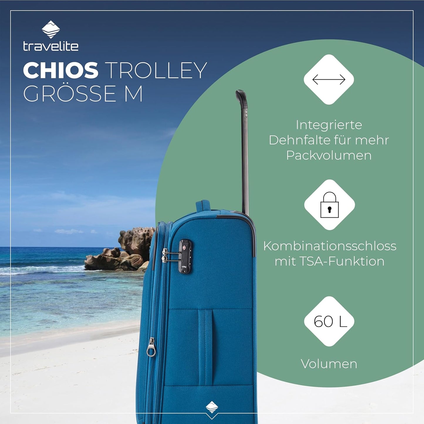 Chios, Trolley Größe M (67 cm) Petrol