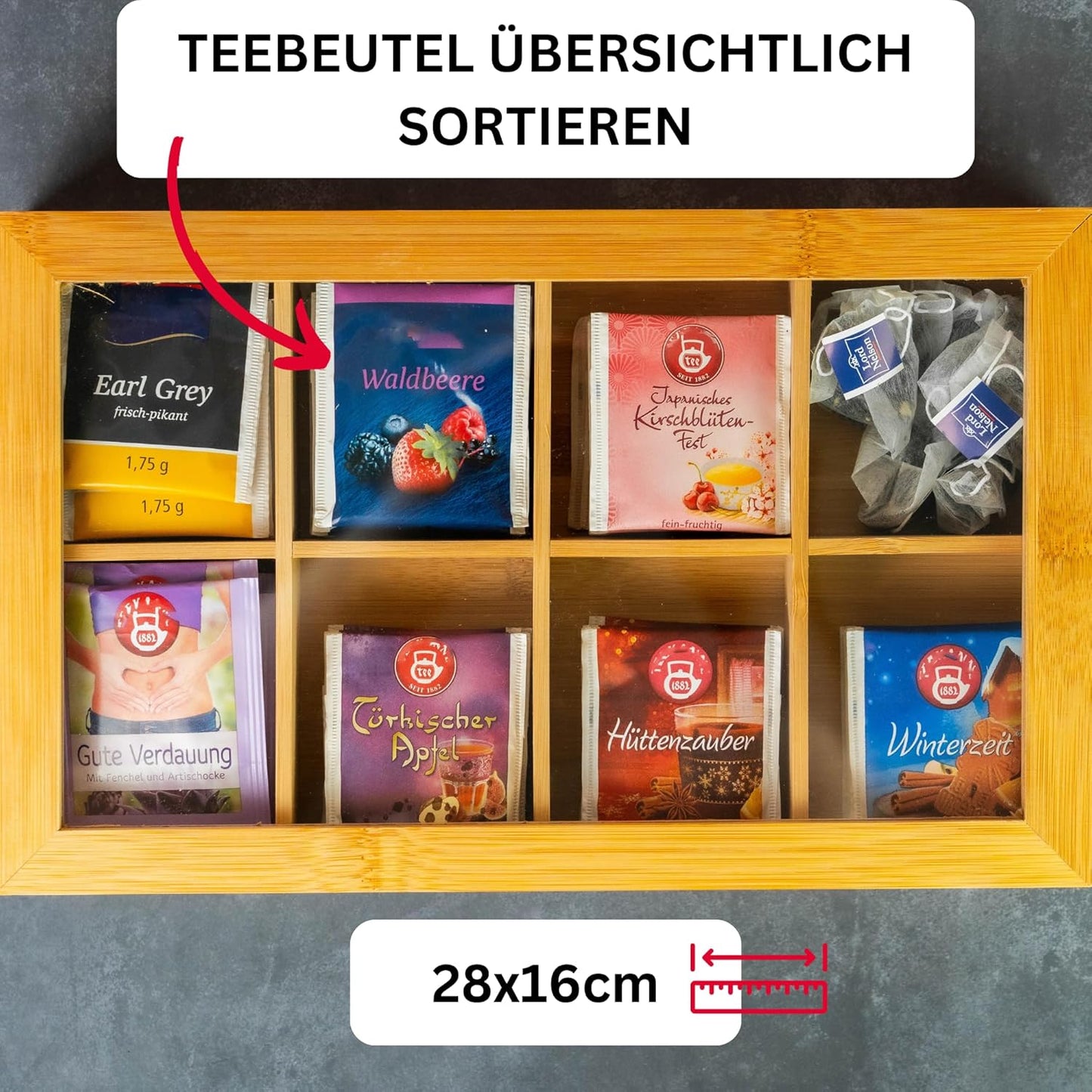 Teebox mit 8 Fächern, Einzeln Modell 2021