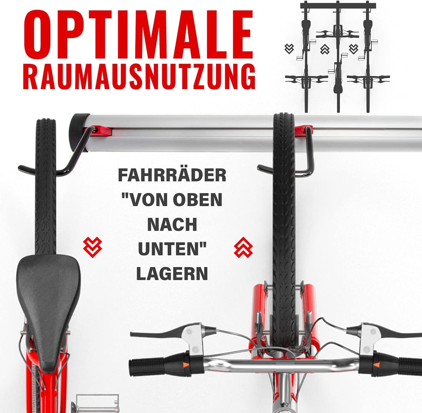 Velo Wandhalterung für Garage, Wandhalterung 6 Fahrräder