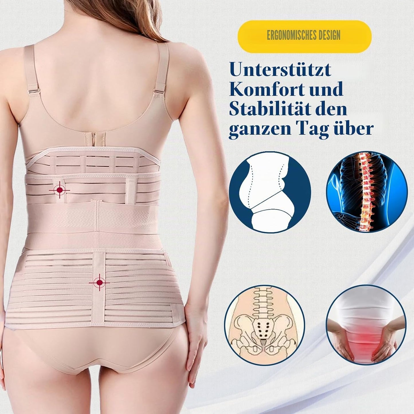 3-in-1 Bauch- und Rückbildungsgürtel Set, XL Beige
