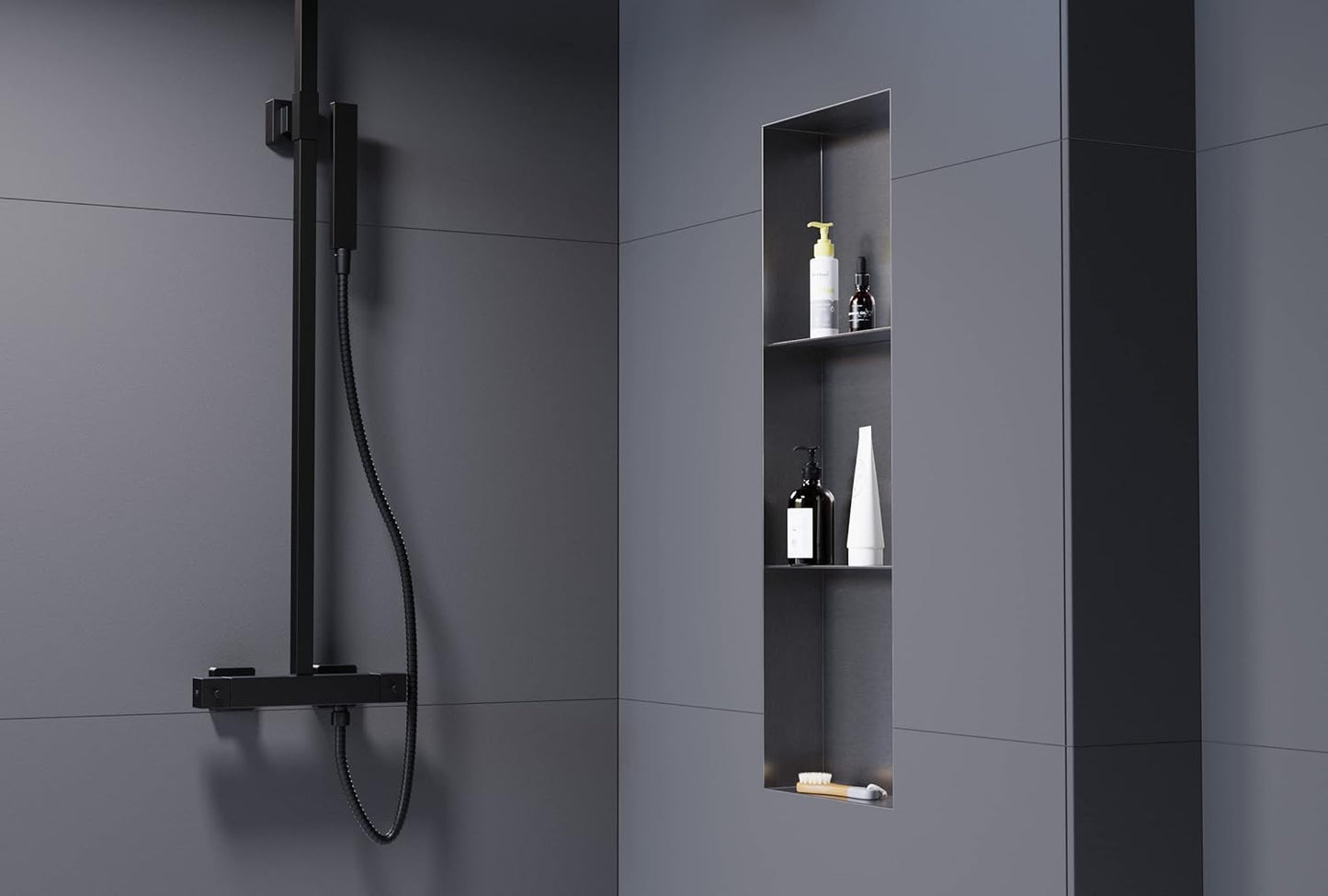 Randlose Wandnische mit Ablagefach, Bronze