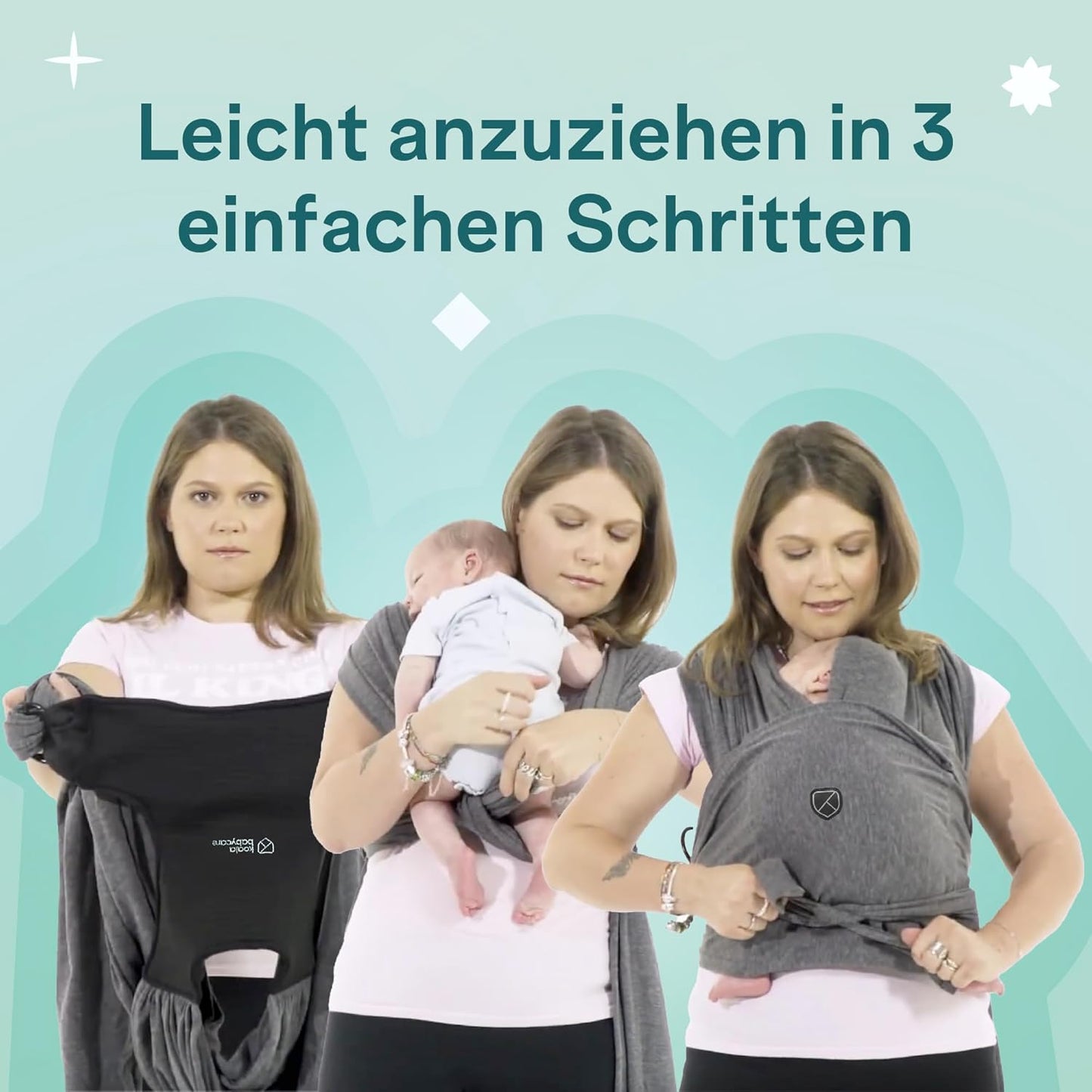Babytragetuch für Neugeborene bis 9kg, Anthrazitgrau