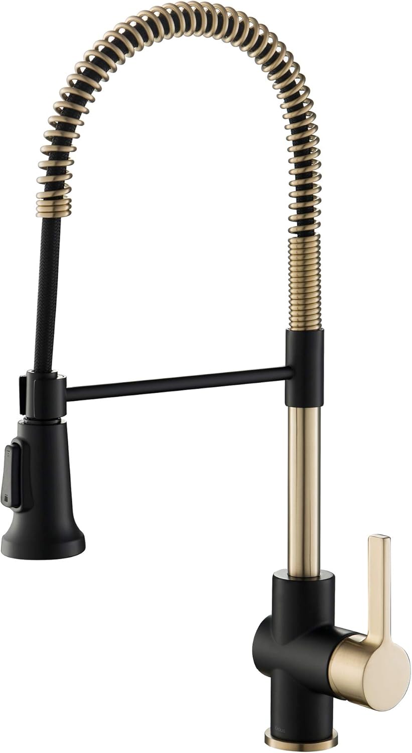 KPF-1690BGMB Britt Küchenarmatur mit Doppelsprühkopf, Gebürstetes Gold/Mattschwarz