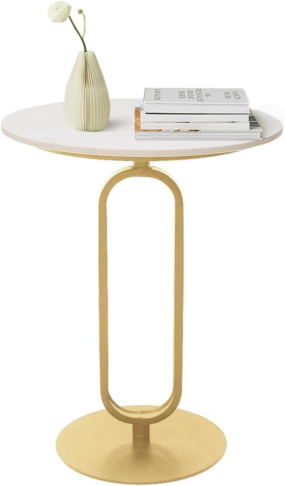 Runder Beistelltisch aus Marmor und Metall, Gold