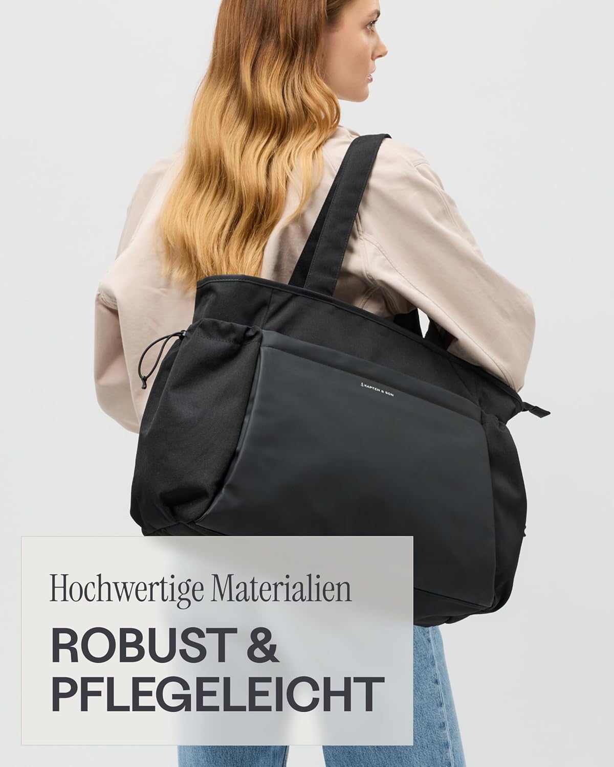 Shopper Wickeltasche mit Kinderwagenbefestigung, All Black 25 L