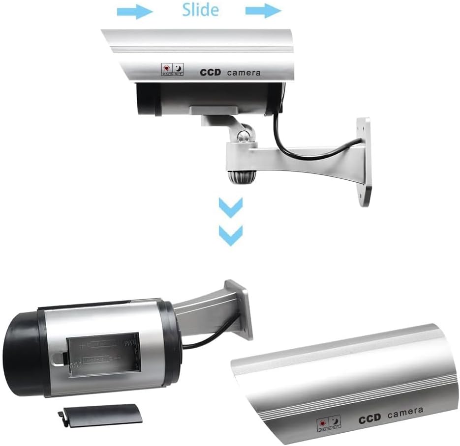 Dummy-Überwachungskamera Set mit LED, 4 Stück, Silber 4 Stück (1er Pack)