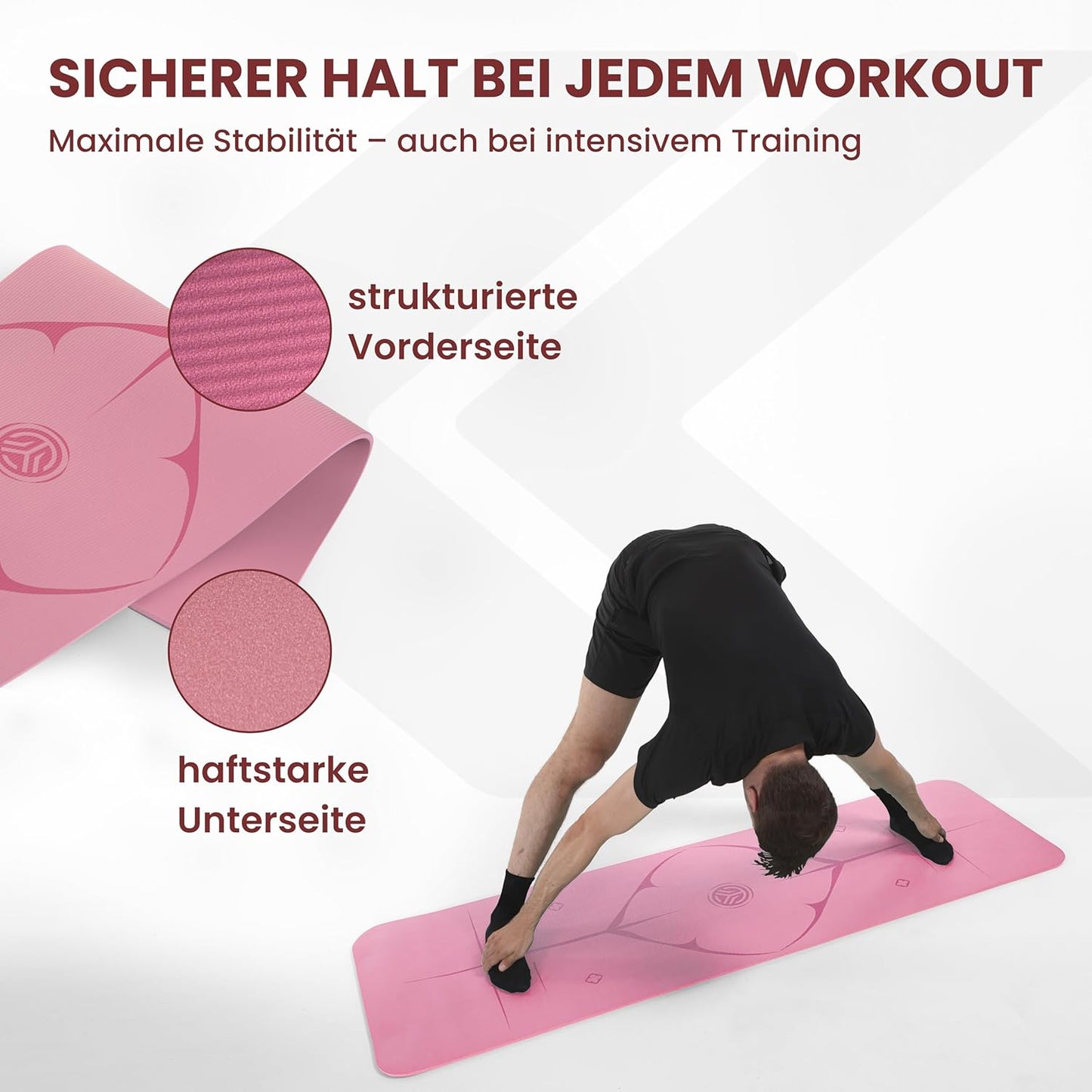 Rutschfeste Yogamatte, Dick (1,5 cm) Rosa