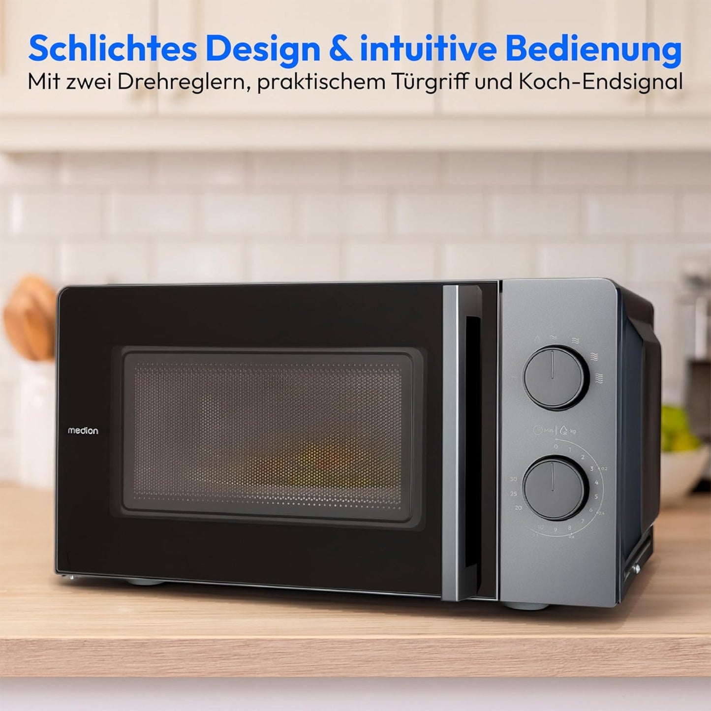 Mikrowelle MD12211 mit Auftaufunktion und Timer, Dunkelgrau 20 Liter | 5 Leistungsstufen