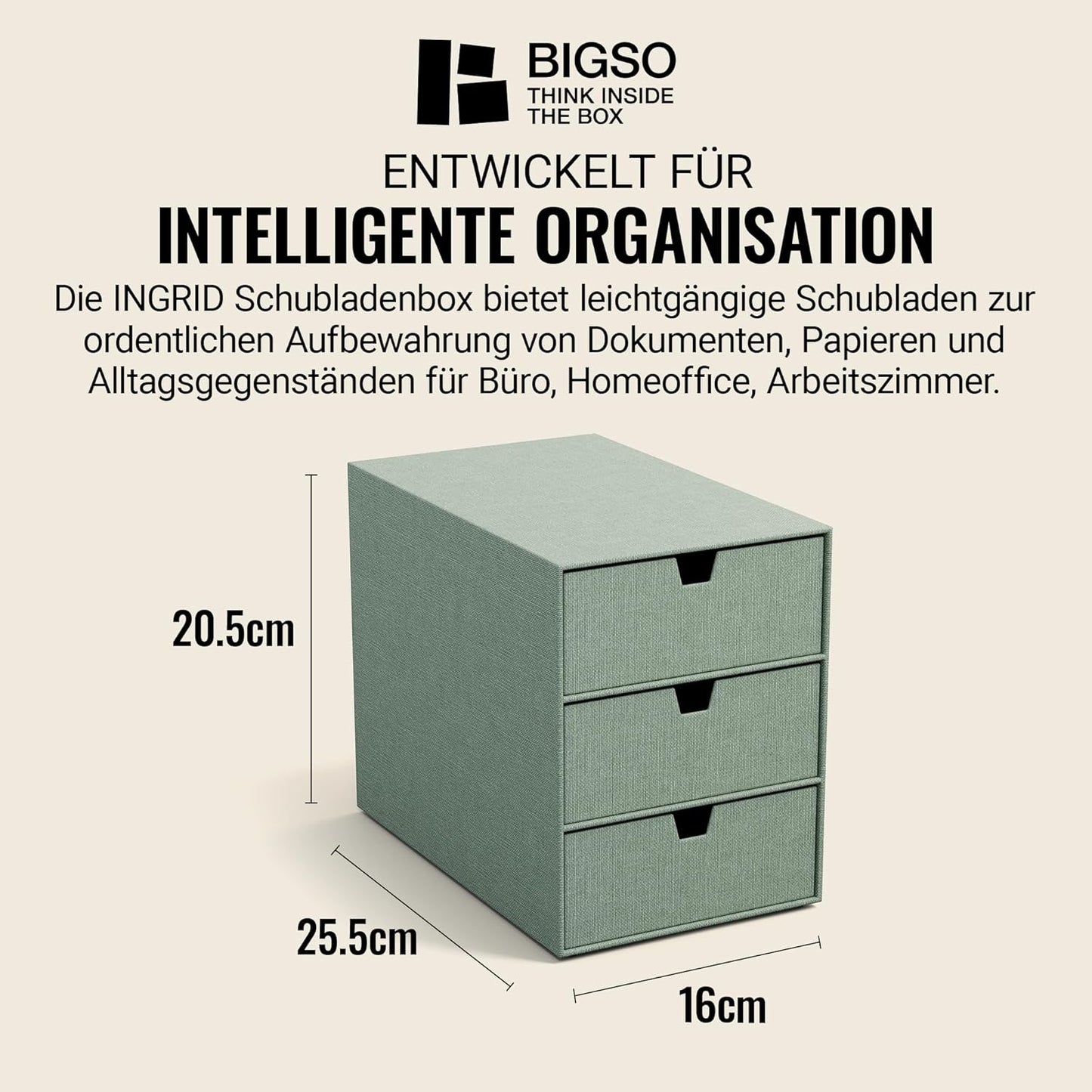 Schubladenbox Ingrid, Mintgrün Medium