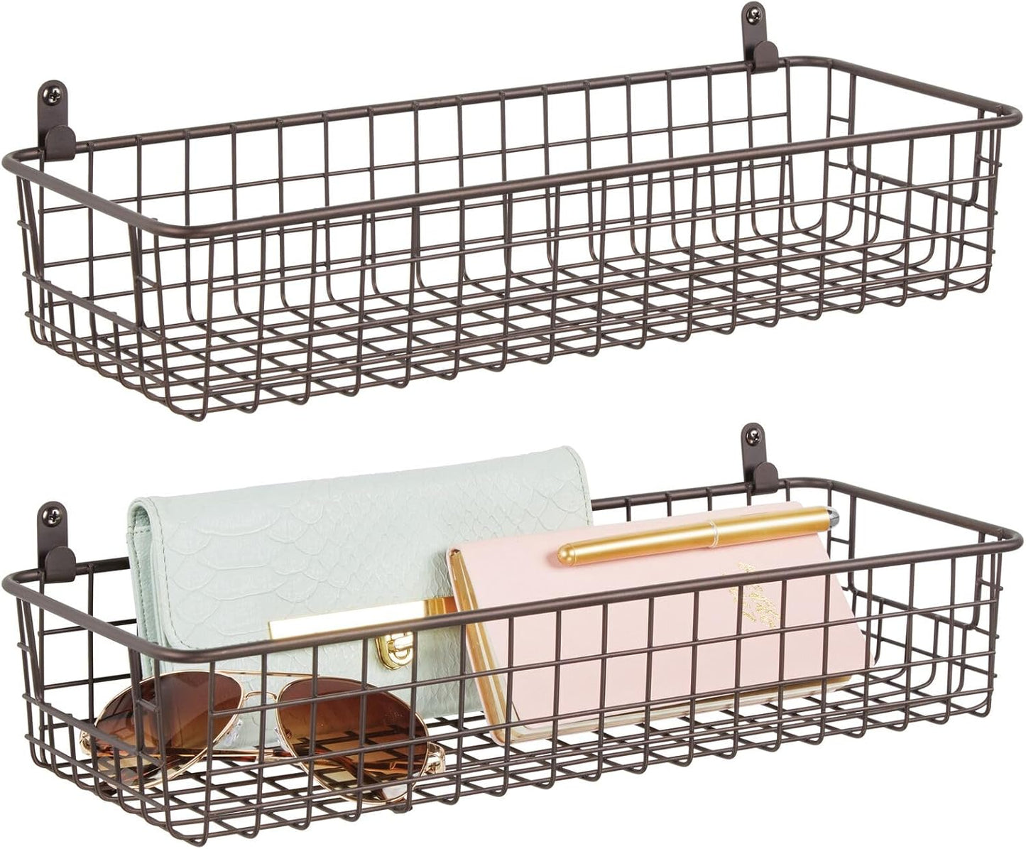 2er-Set Wandregale, Bronzefarben 16 x 6 x 3