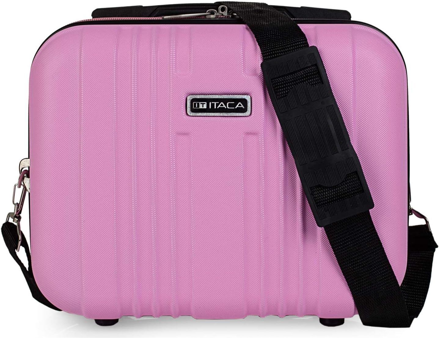 3-teiliges Hartschalenkoffer-Set mit Beautycase und Rollen, Rosa S + M + XS