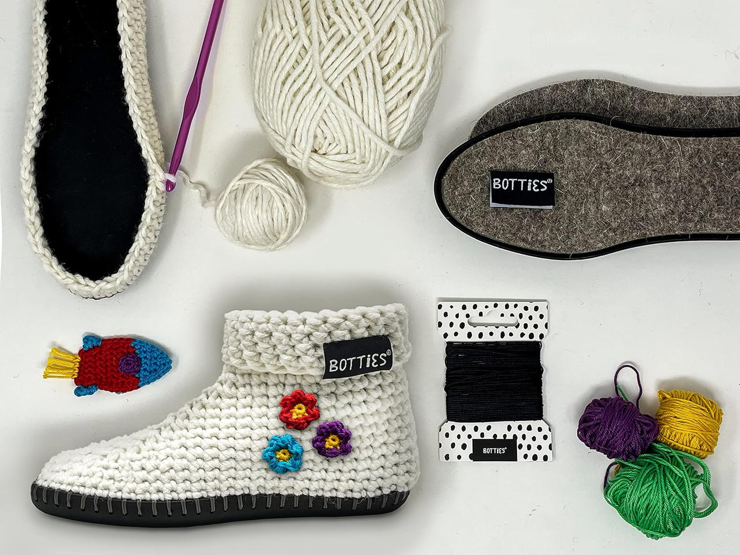 DIY Häkel-Schuhset für Kinder, Grösse 26-27, 26-27 Weiß/Bunt