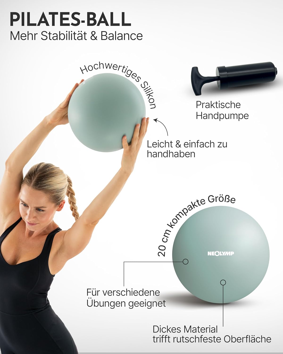 Pilates-Zubehör-Set für Zuhause mit E-Book, Pilates Set | Sky Blue