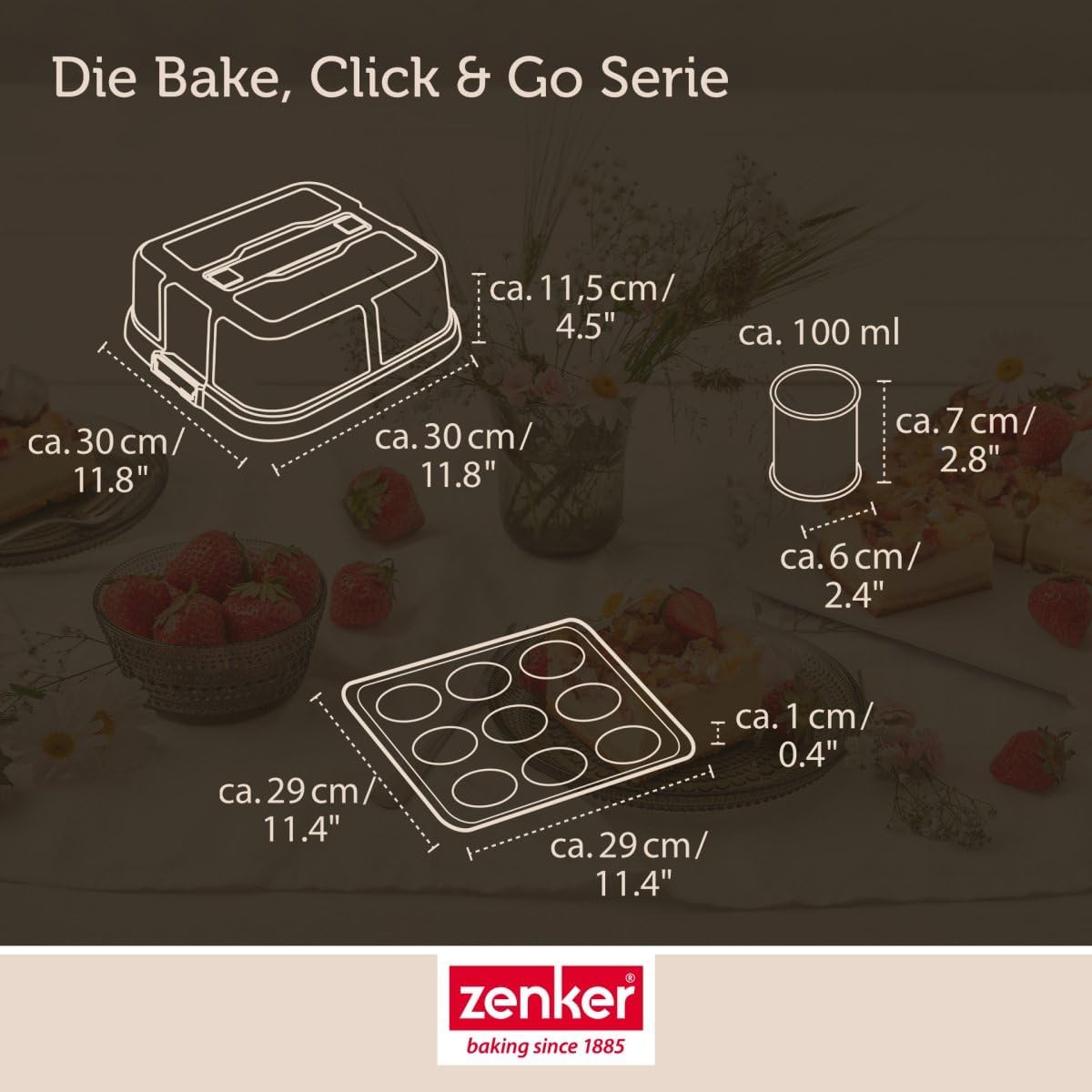 Click & Go Törtchenblech mit Haube, 9er Törtchenblech mit Haube