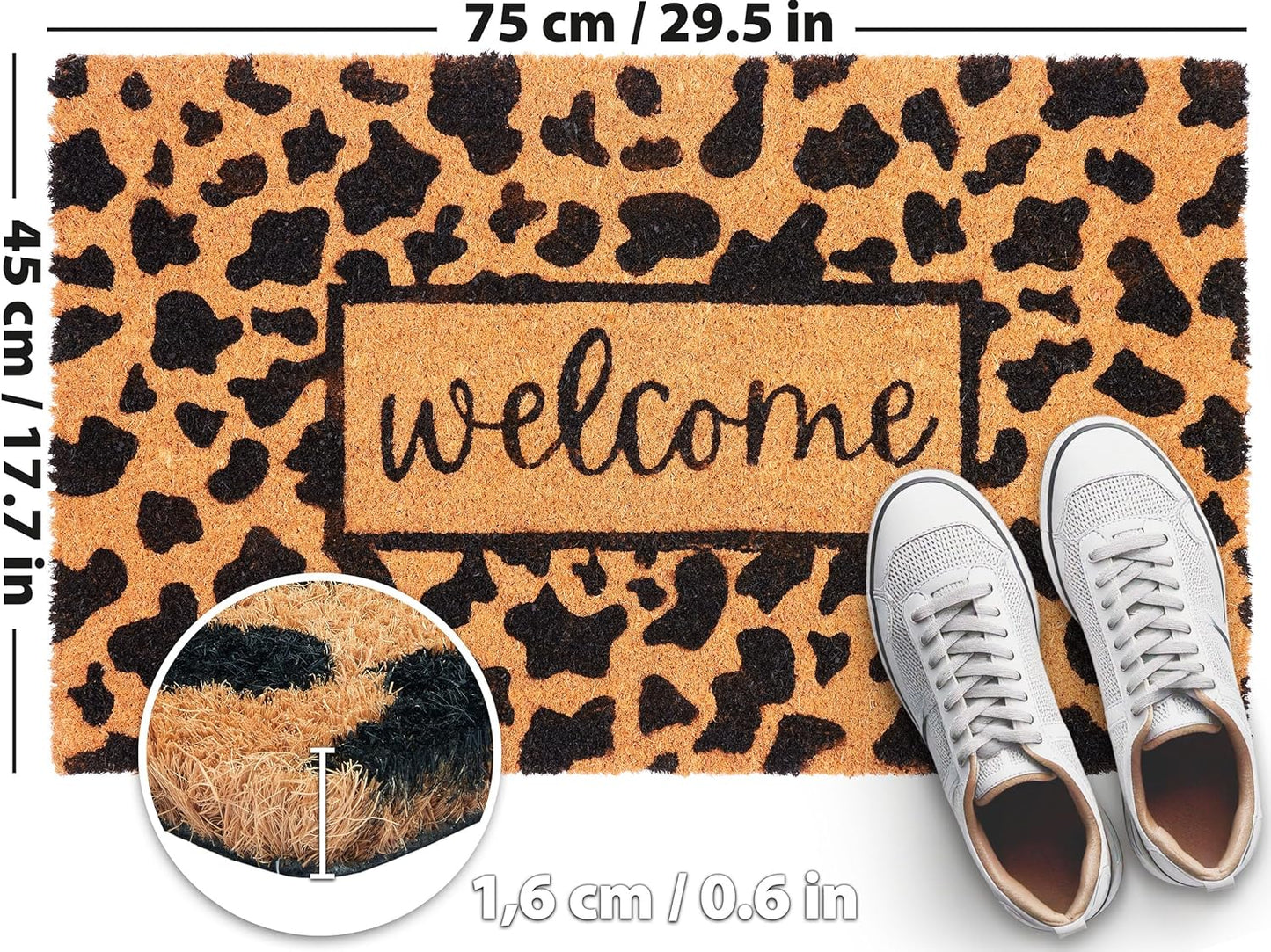 Antirutsch Fussmatte, Welcome - Leoparden Muster