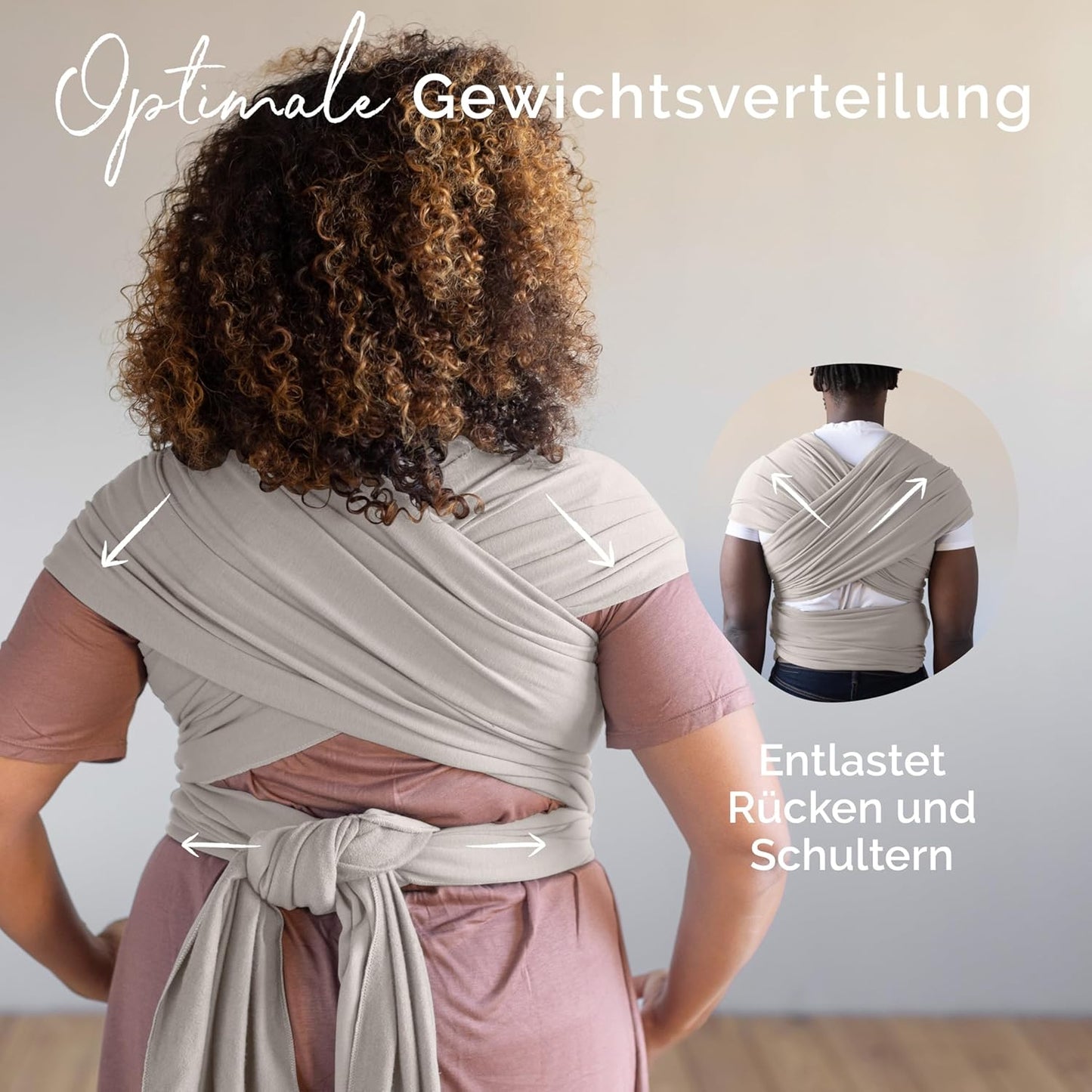 Babytragetuch ab Geburt bis 15 kg, Beige Cotton