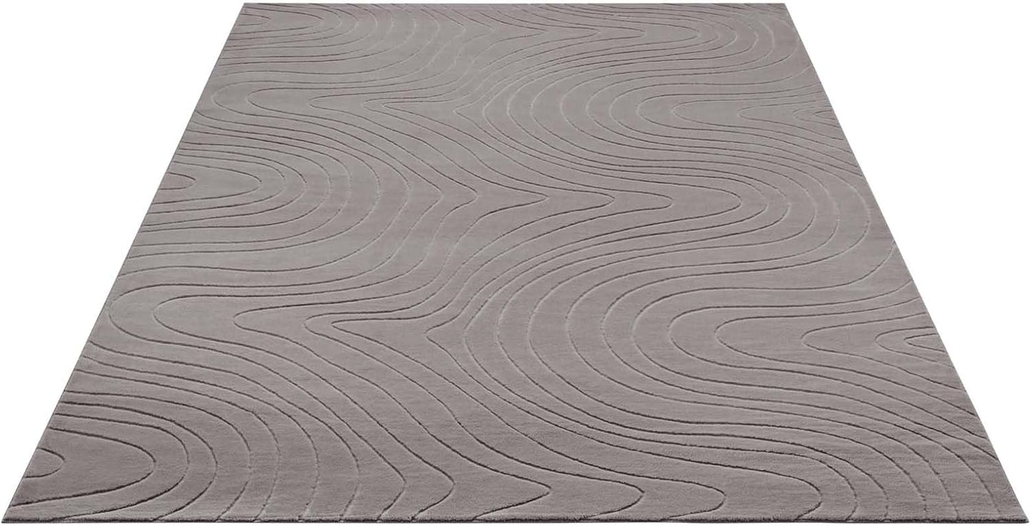 Rutschfeste Badematte, waschbar, Grau Abstrakte Wellen 120 x 170 cm (Rechteckig)