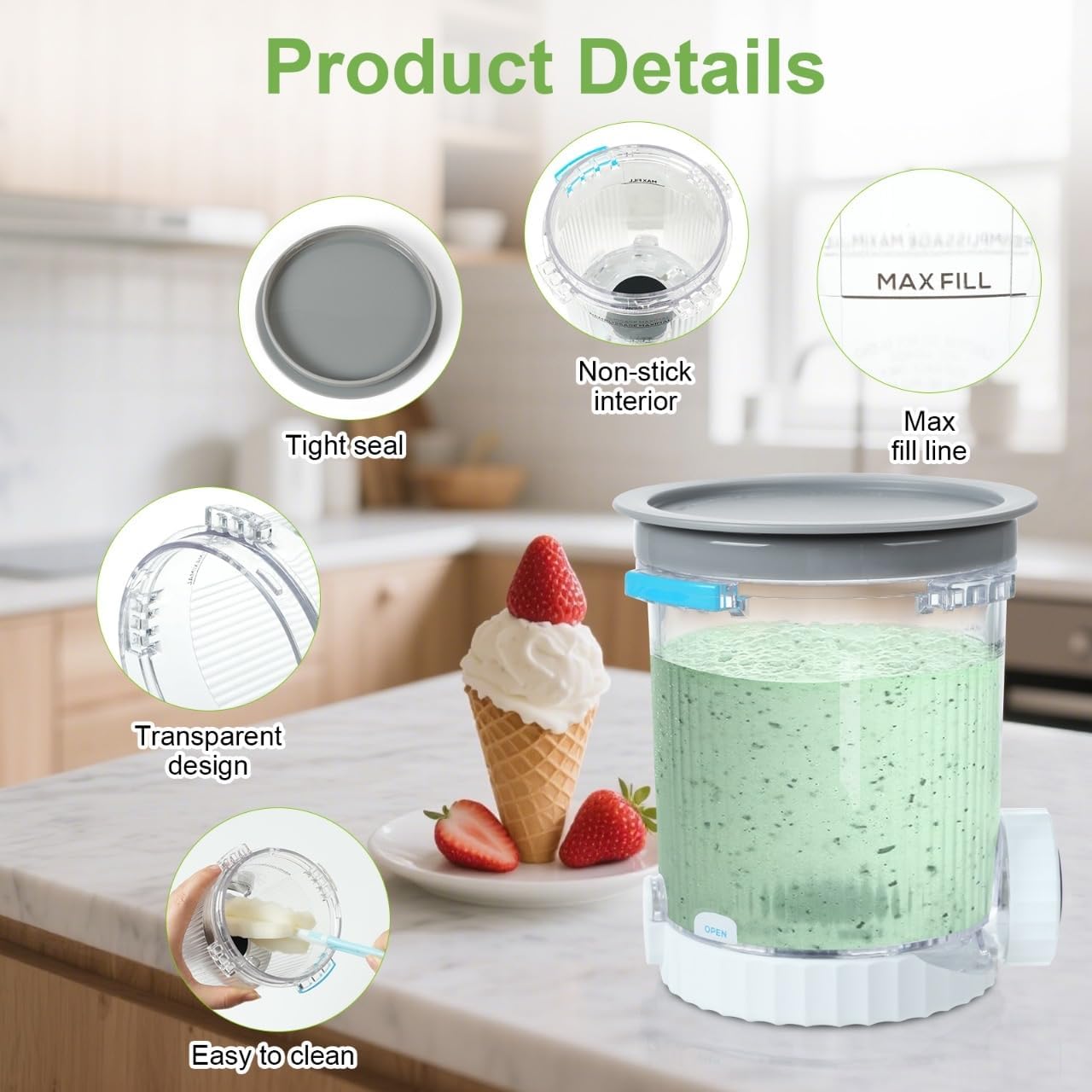 Eisbehälter-Set für Ninja Swirl NC700, NC701 & NC701EU, NC701 Series-4 Pack(Color Lids)