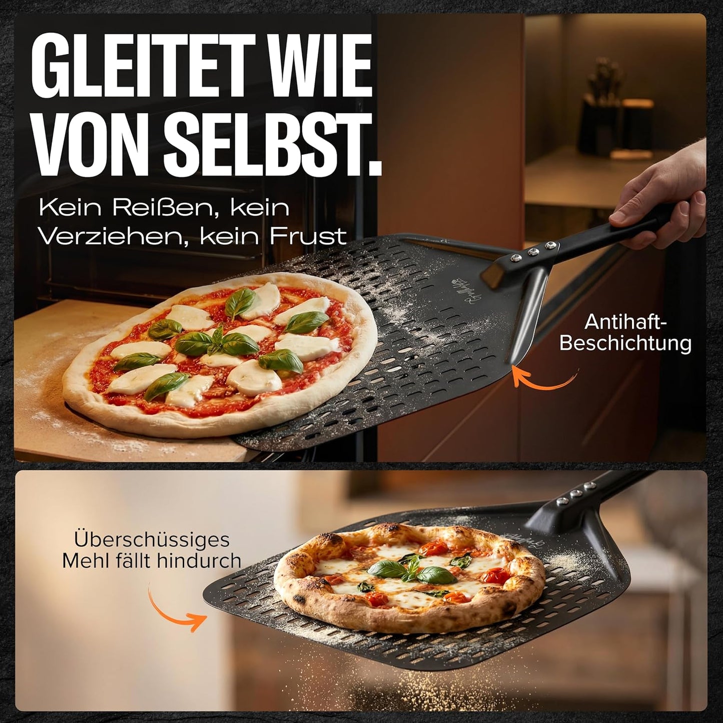 Pizzaschieber-Set mit Pizzamesser