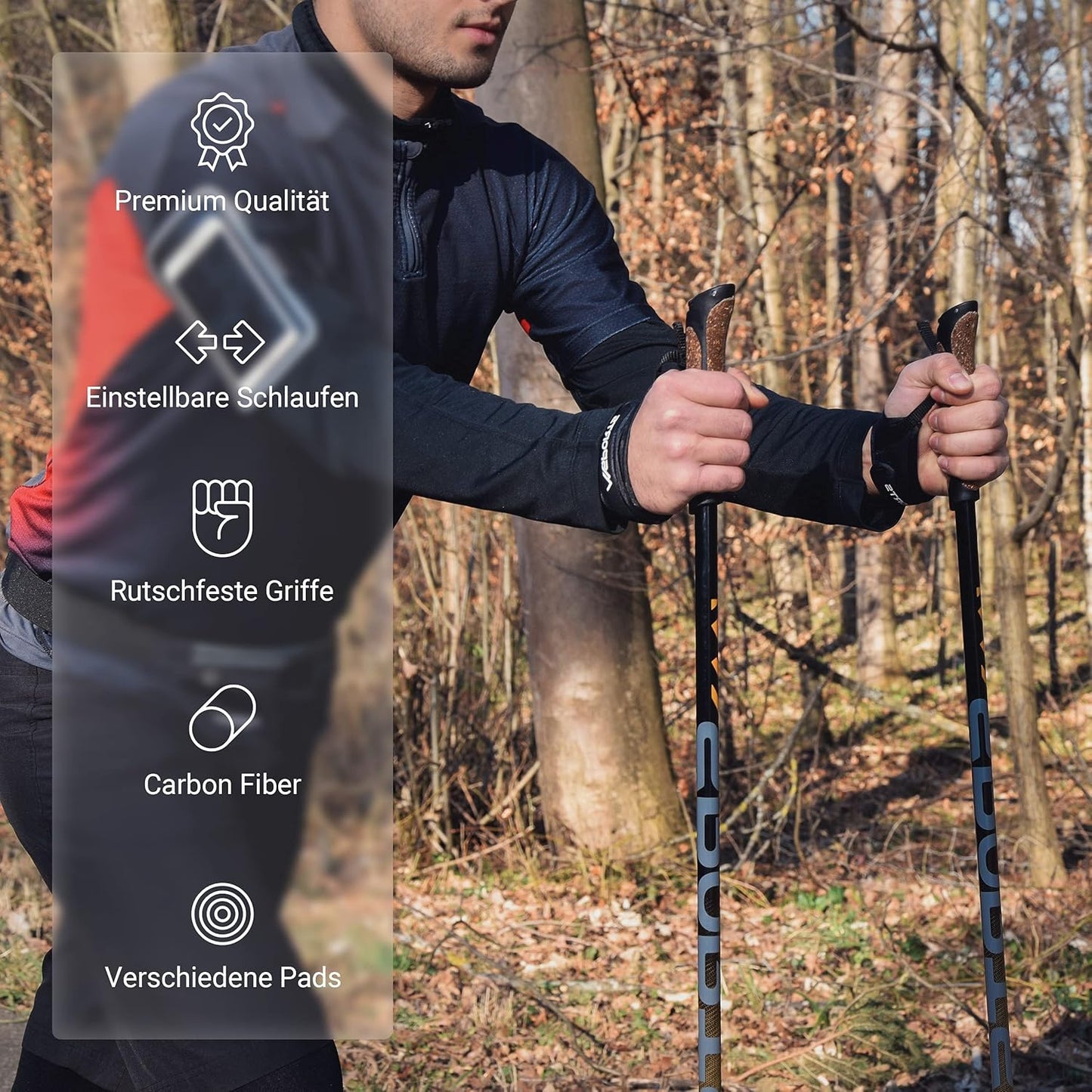 Nordic Walking Stöcke Carbon, Nordic Walking Stöcke Carbon + Tasche