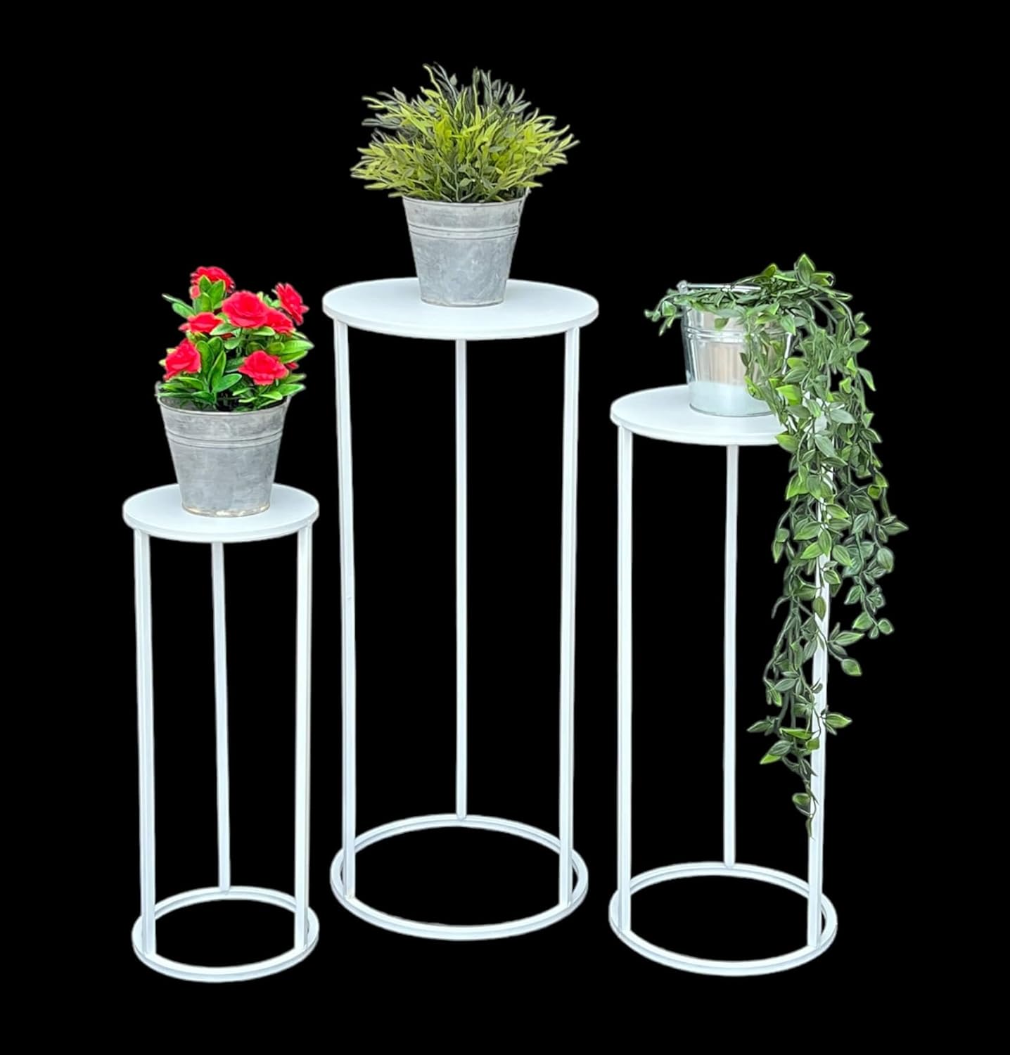 3-teiliges Blumenhocker & Beistelltisch Set