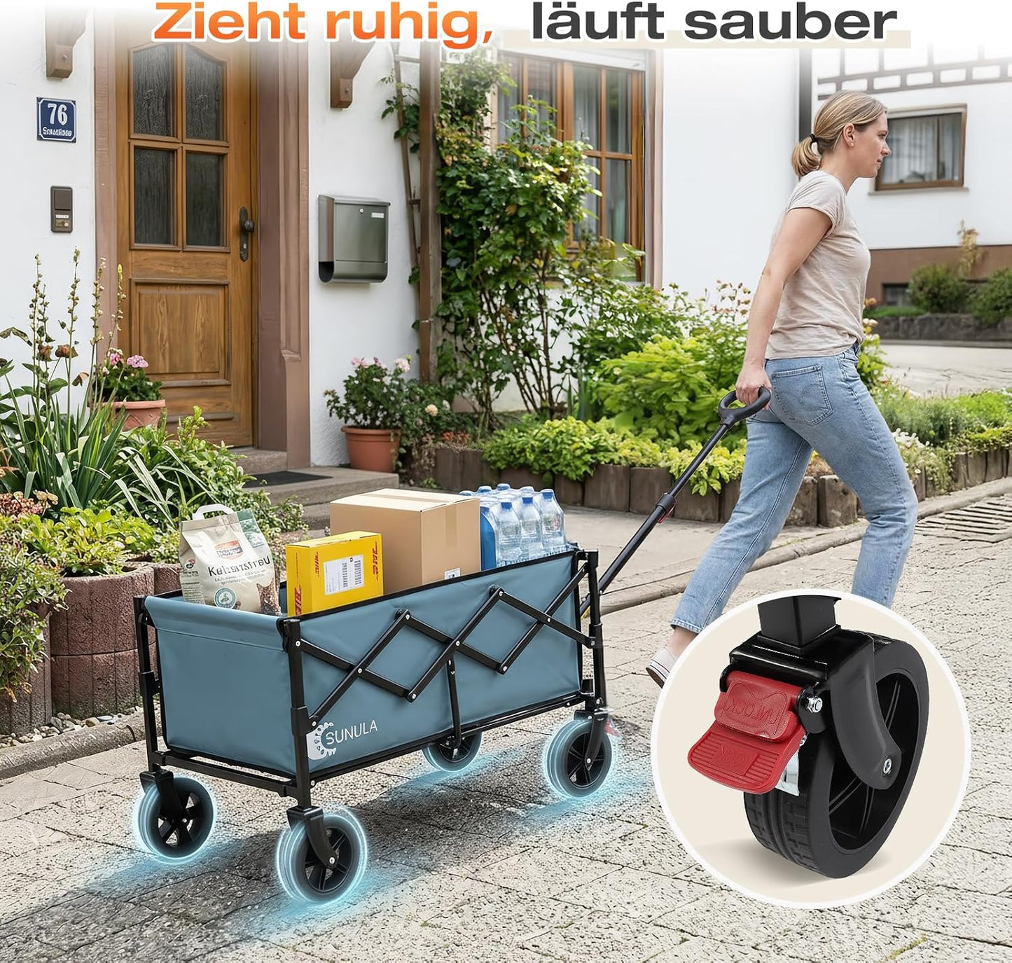 Faltbarer Geländebollerwagen, Blau L：80 L