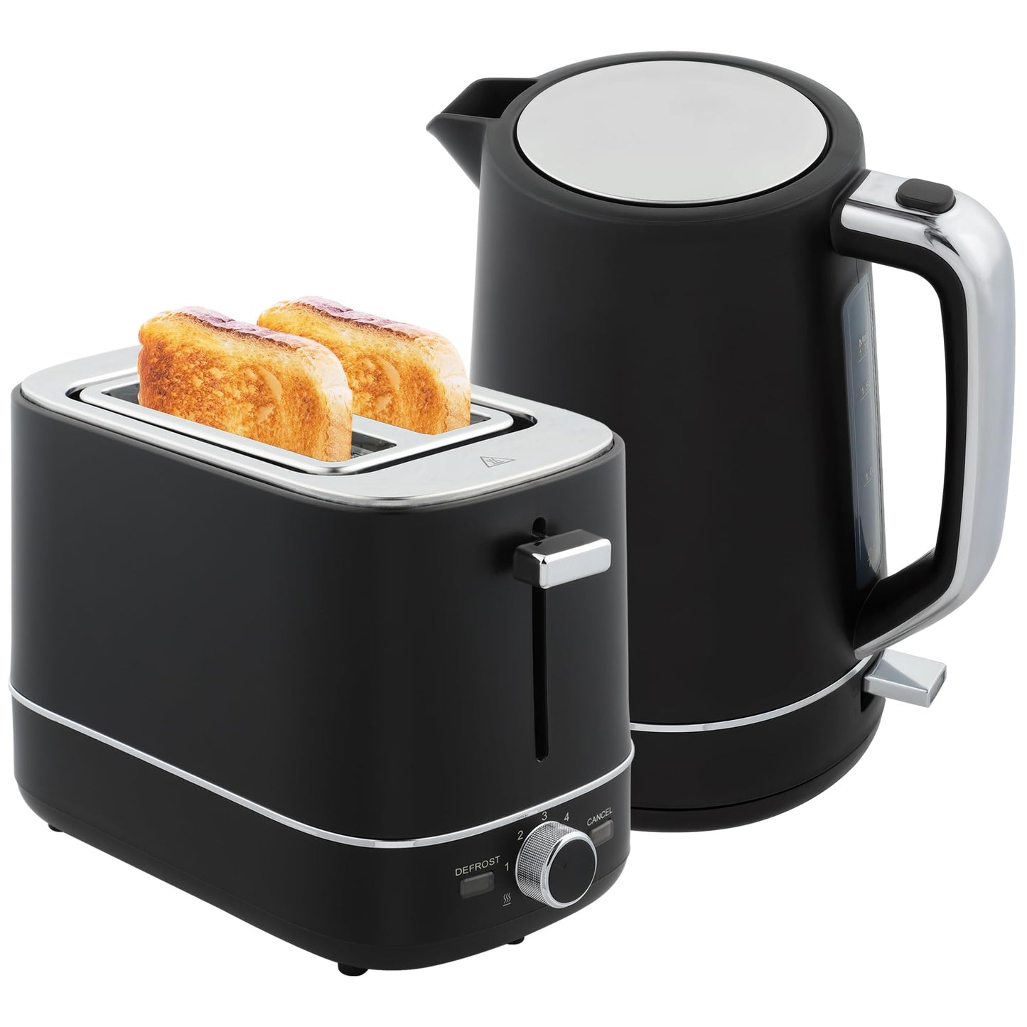 Frühstücks-Set mit Wasserkocher und Toaster, Schwarz