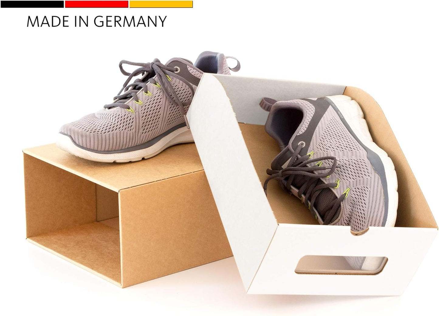 Schuhaufbewahrung Boxen-Set (30 Stück) stapelbar, 30er Set Braun Weiss