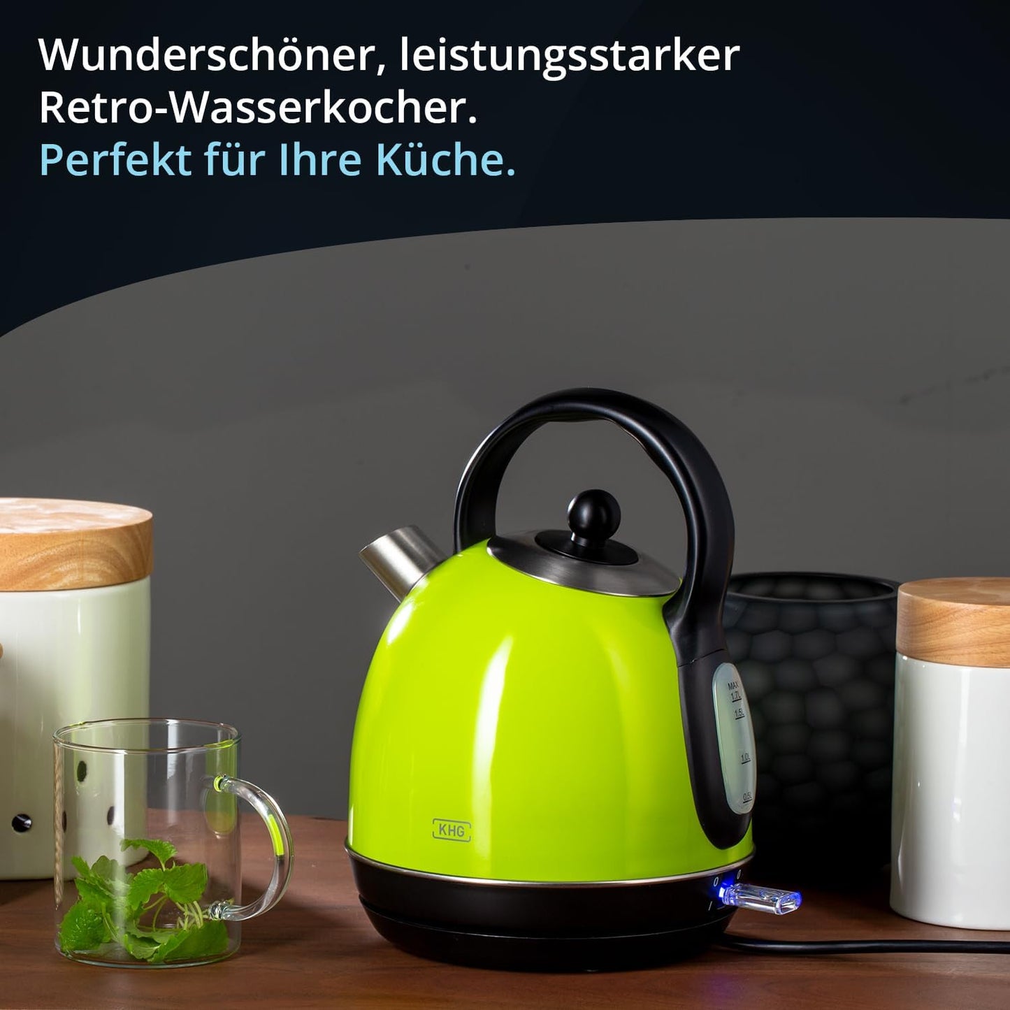 WK-1711 Kessel-Wasserkocher Retro, Lime (Grün)