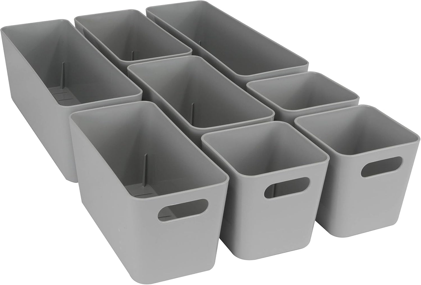 8-teiliges Organizer-Set für Schubladen, Grau 8 Teile - 30x50cm