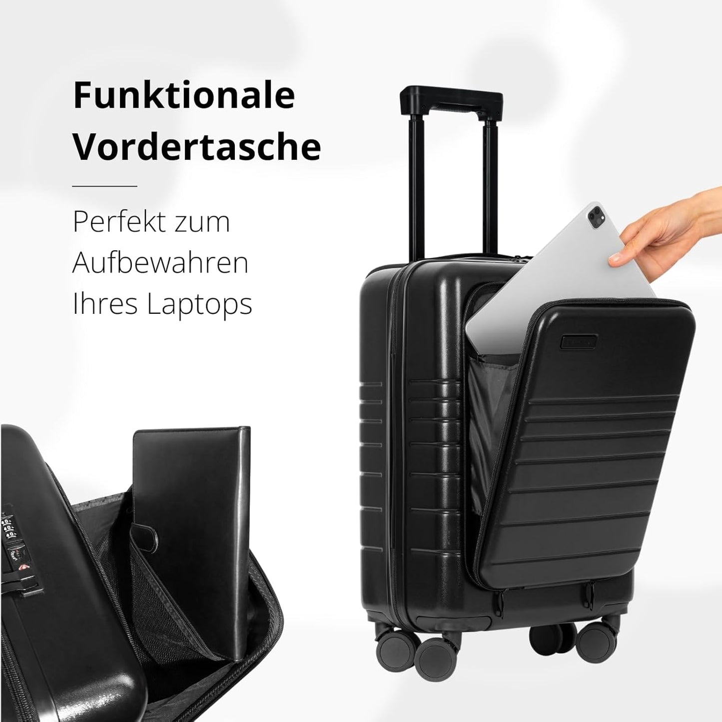 E1 Hartschalenkoffer (40L), Handgepäck (S) Schwarz