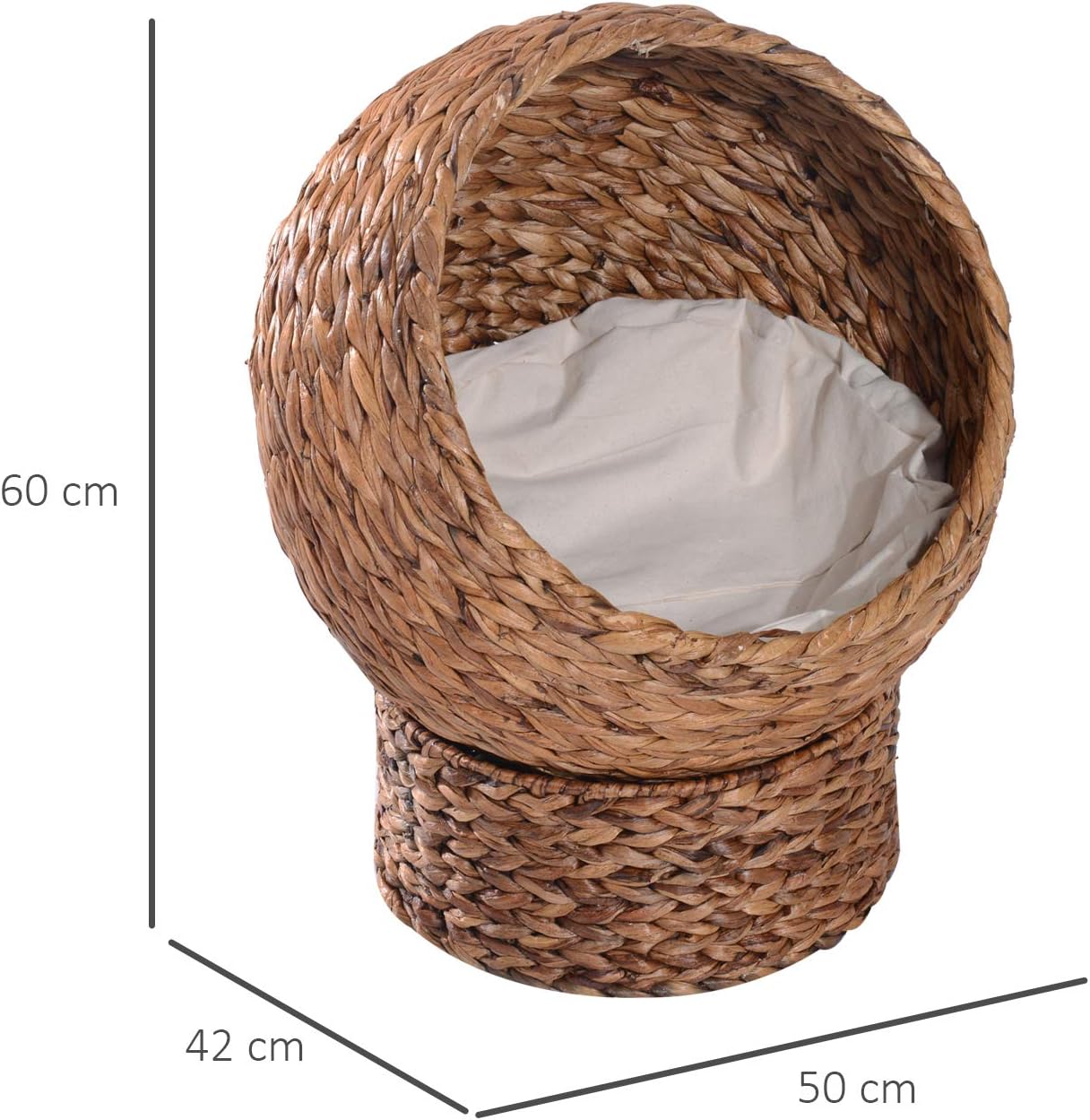 Katzenkorb mit Kissen, 50L x 42B x 60H cm Braun