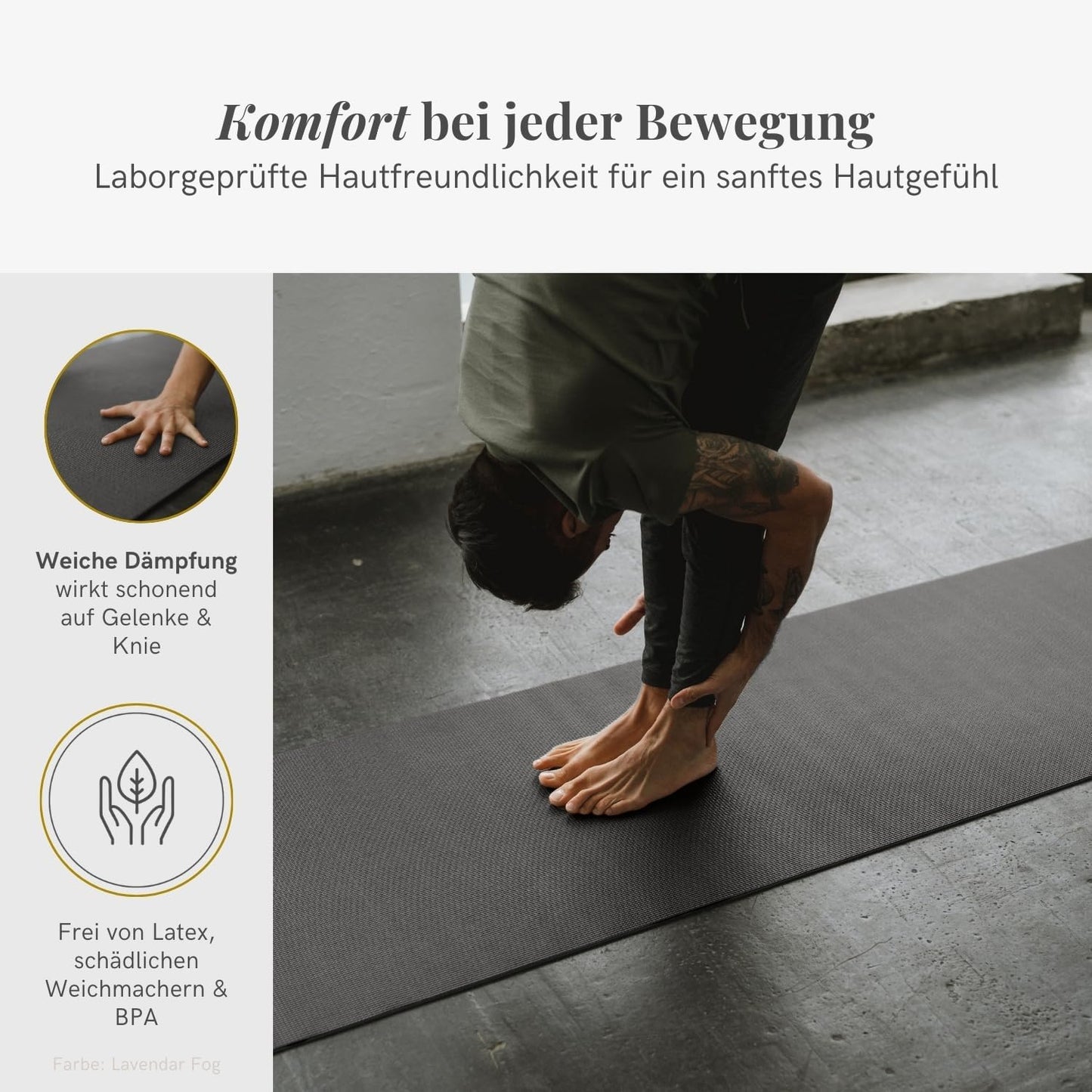 Rutschfeste Yoga- und Fitnessmatte, Lavender Fog
