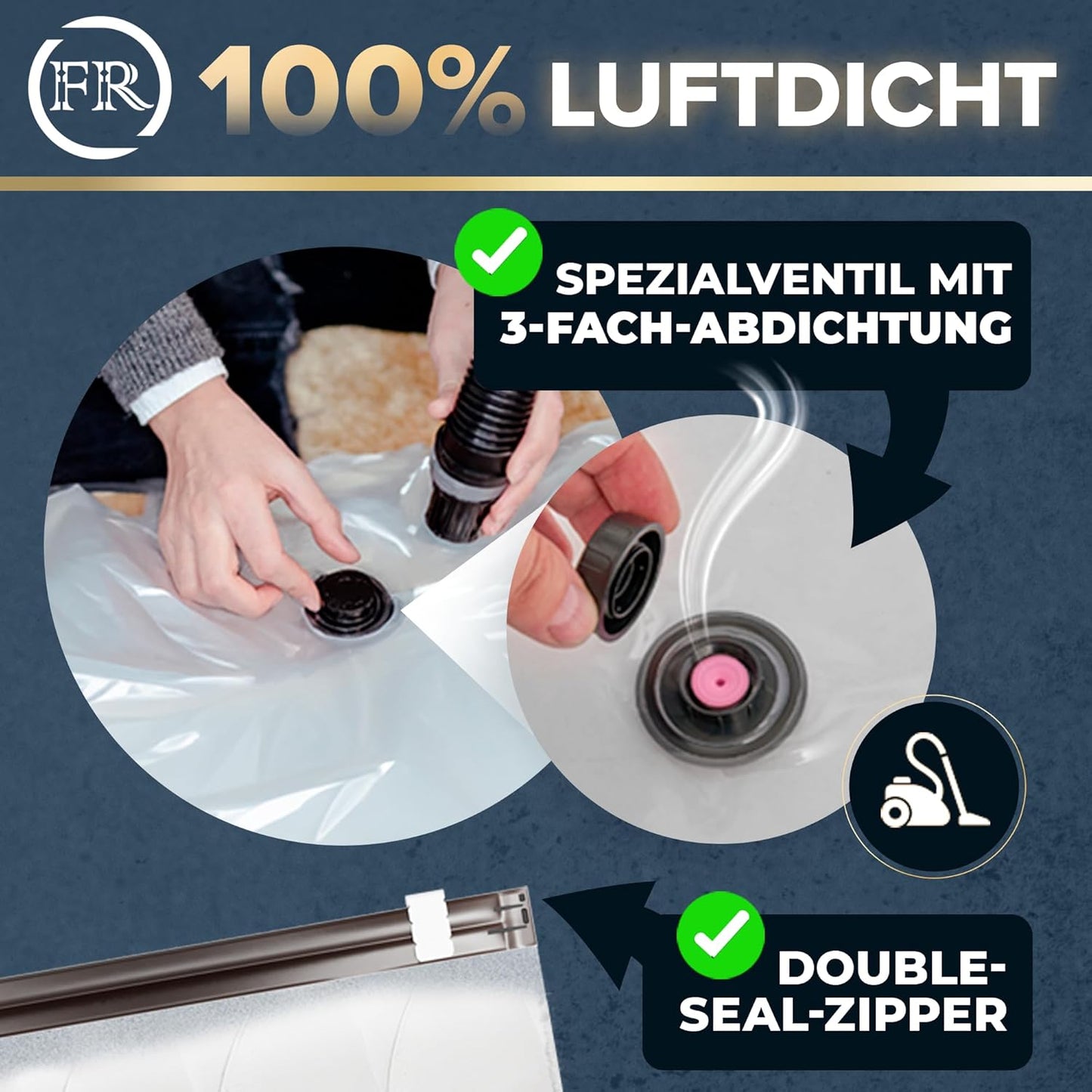 Hängende Vakuumbeutel für Kleidung, MIt Hänger - 3x XL (100x70cm) Mit Hänger
