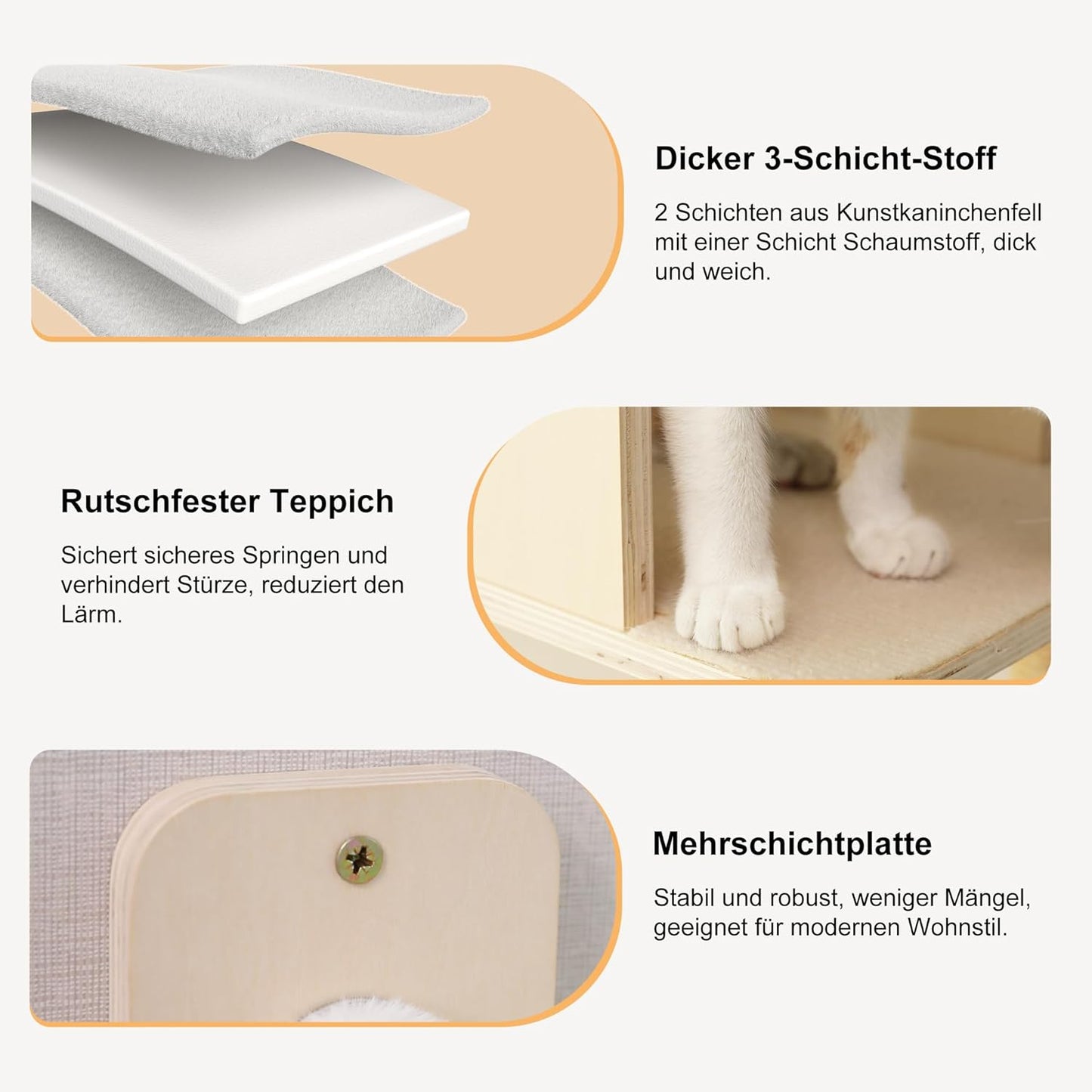 Kletterwand-Set für Katzen mit Hängematte und Treppen, kletterwand Set