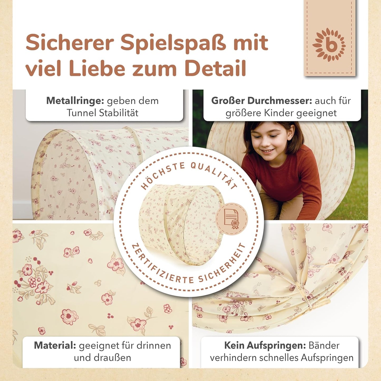 Pop Up Spieltunnel Vintage Flowers, Vintage Flowers