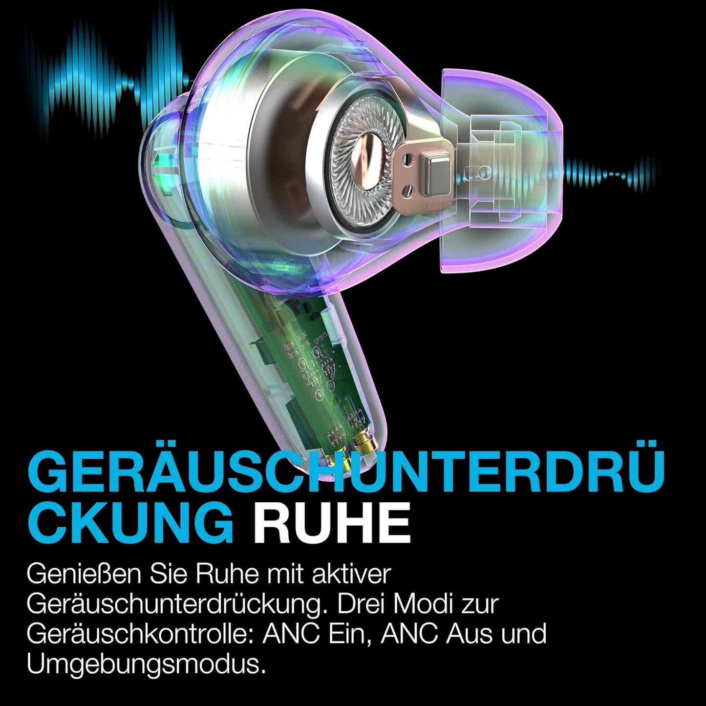 Go Pods ANC In-Ear Bluetooth Kopfhörer mit Noise Cancelling, Pods ANC Schwarz