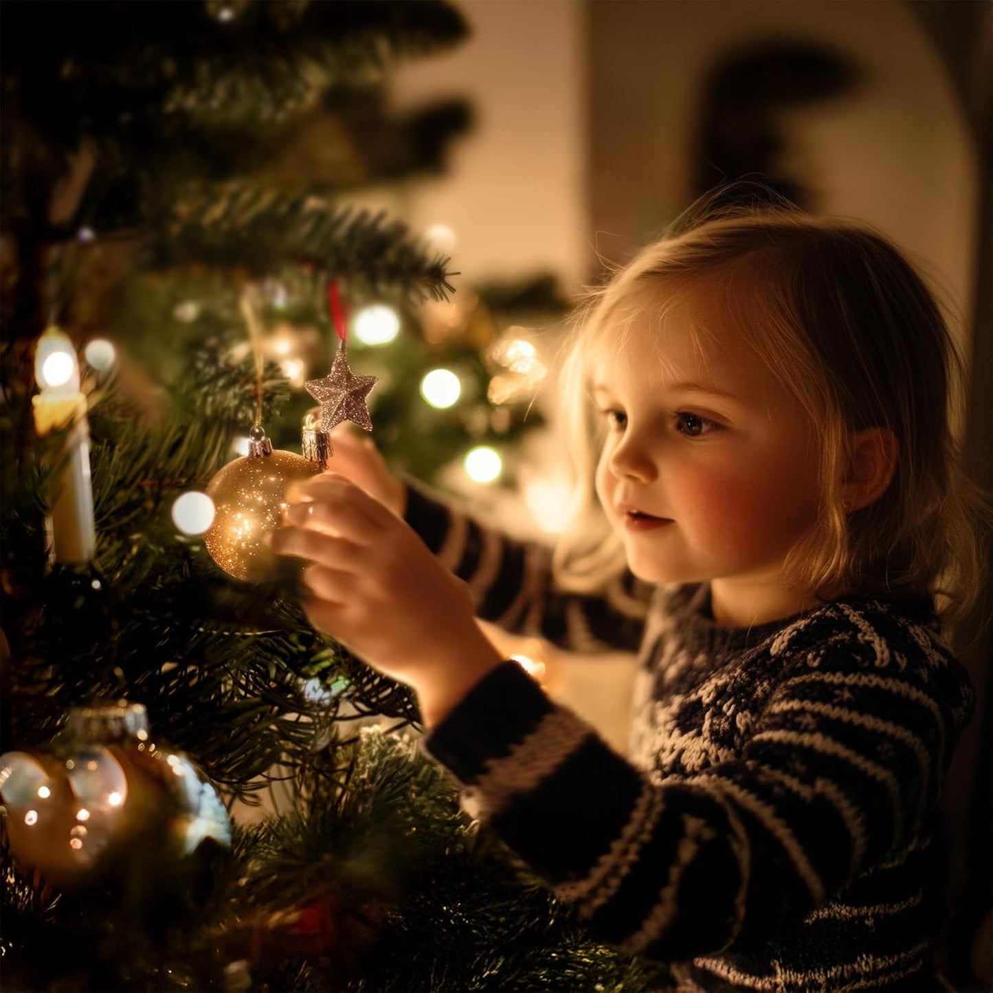 Kerzen-Lichterkette mit 45 Kerzen, Elfenbein 45 LED / 10,35m beleuchtet