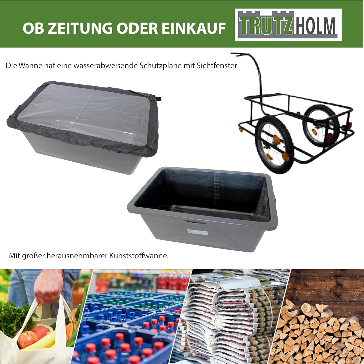 Lastenanhänger und Handwagen 90L mit Kupplung