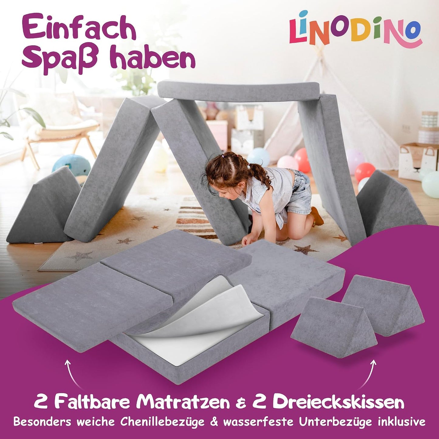 Spielsofa für Kinder, Delfingrau