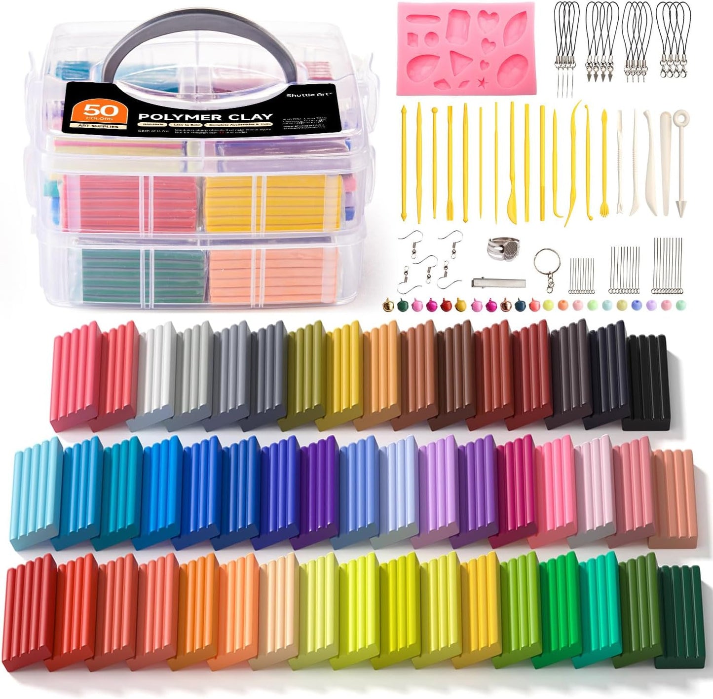 Polymer Clay Set mit Zubehör (50 Farben), 50 Farben 0.7OZ