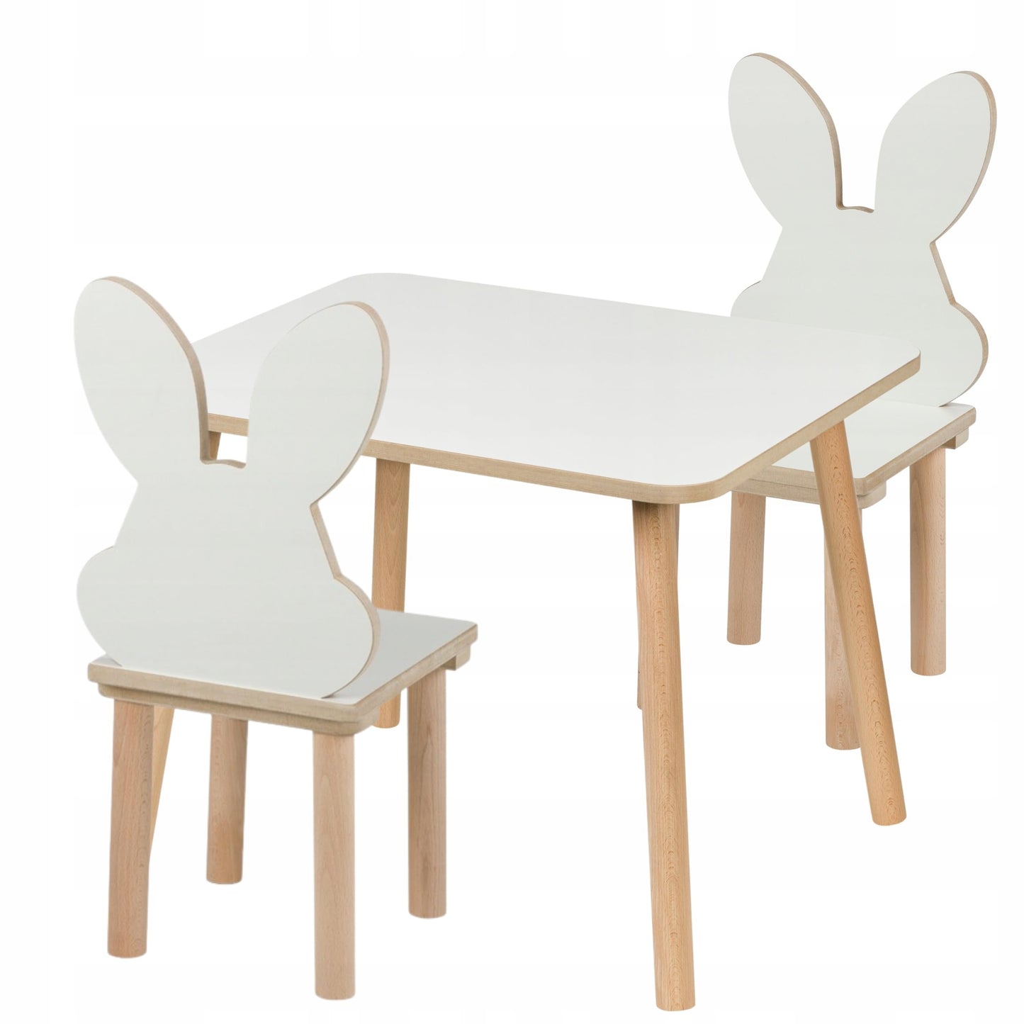 3-teiliges Kindertisch & Hasenstühle Set, Kids Table And Chair 2 Rabbit Set 50 x 60 x 47 cm