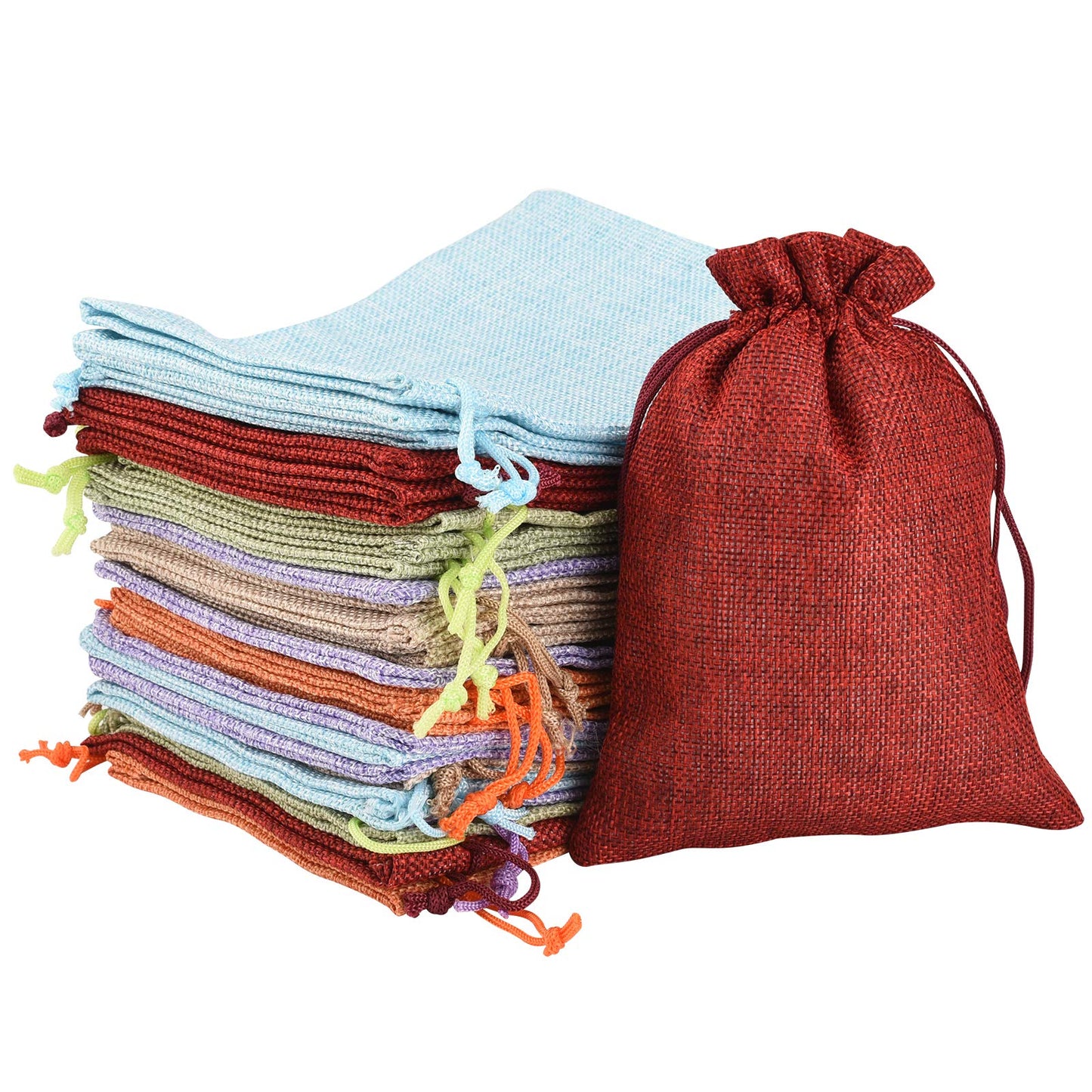 30 Stück Jutesäckchen mit Kordelzug, Multi
