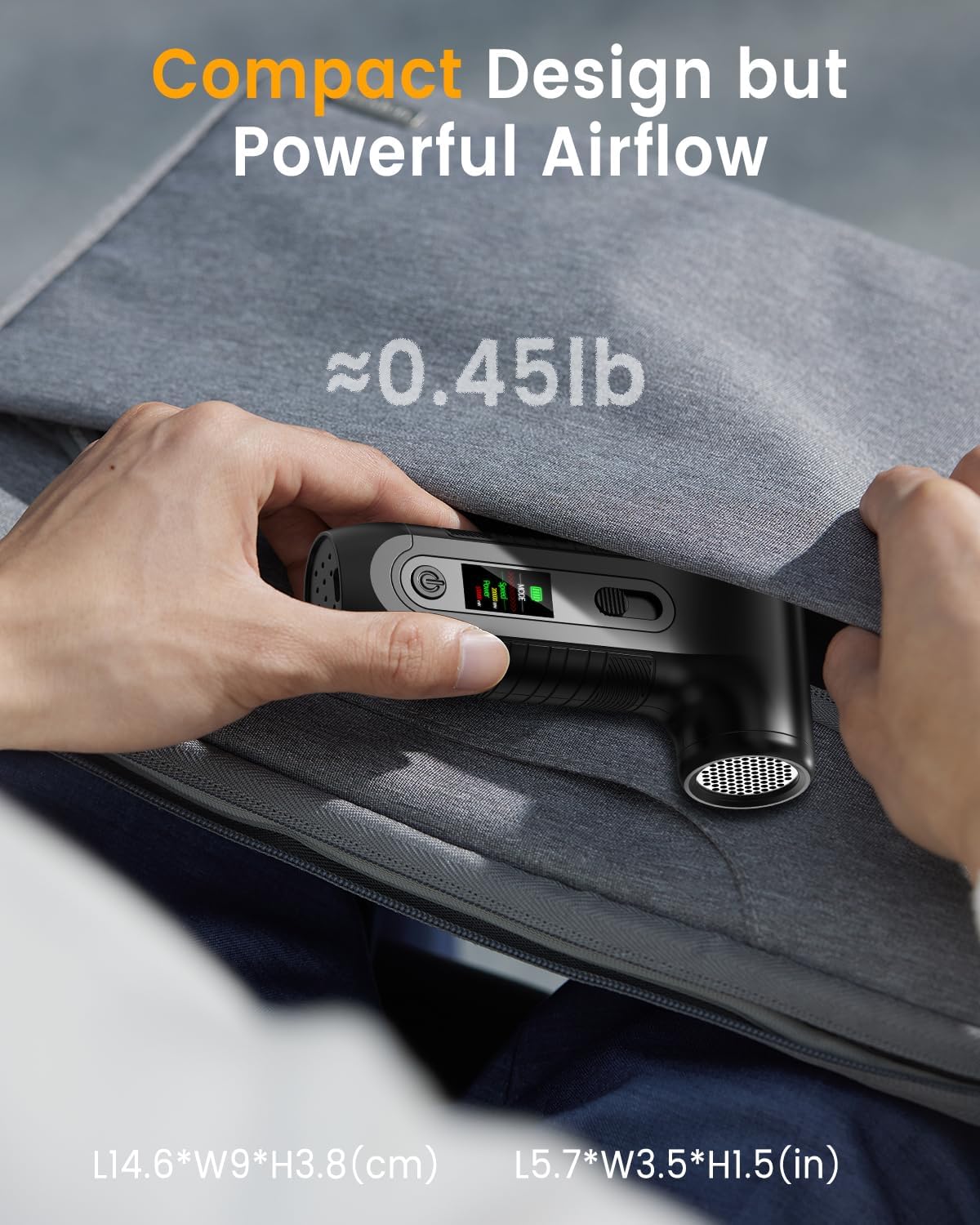 Elektrisches Mini-Staubgebläse mit HD-Display, Schwarz
