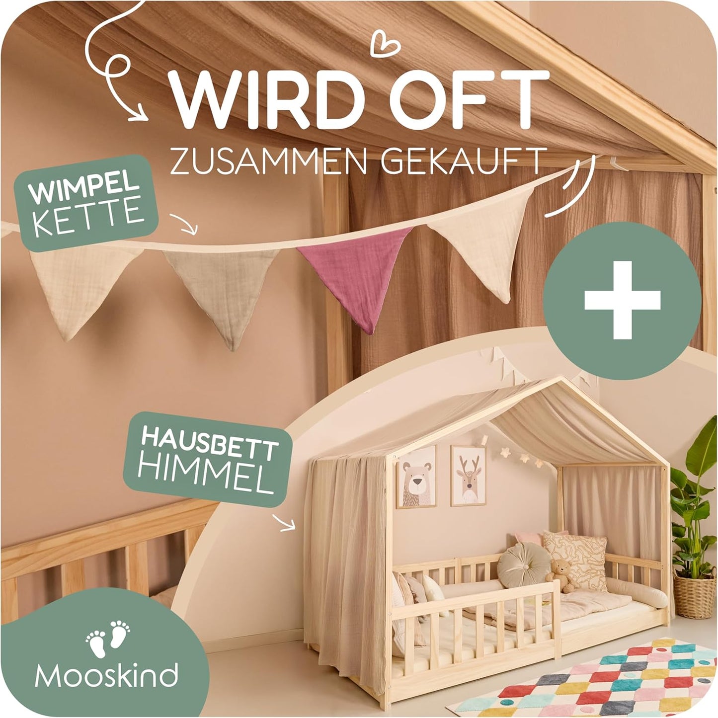 Himmelbettvorhang, Beige H320 x B135 cm (1er Pack)