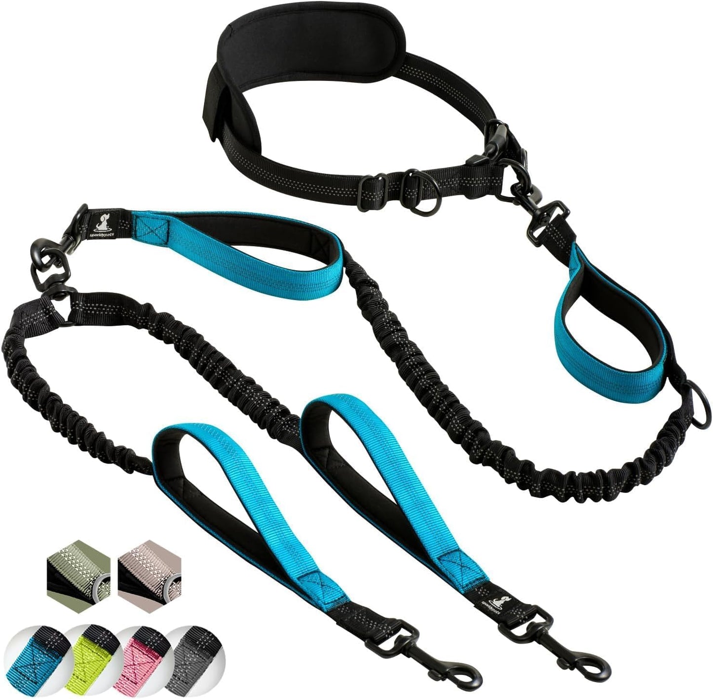 Joggingleine für zwei Hunde, Blau / Für zwei Hunde