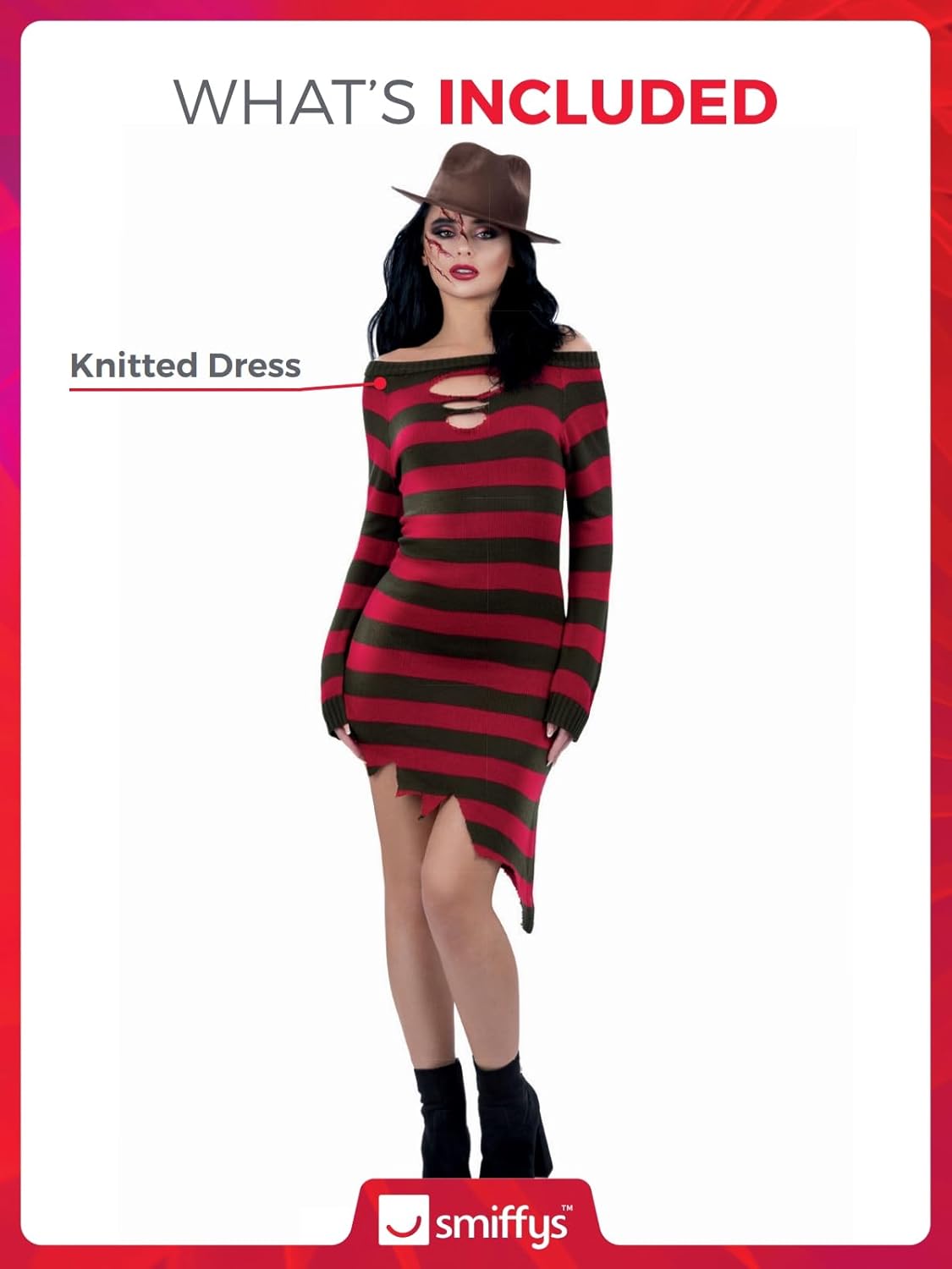 Freddy Krüger Strickkleid Kostüm, Small (UK 8-10)